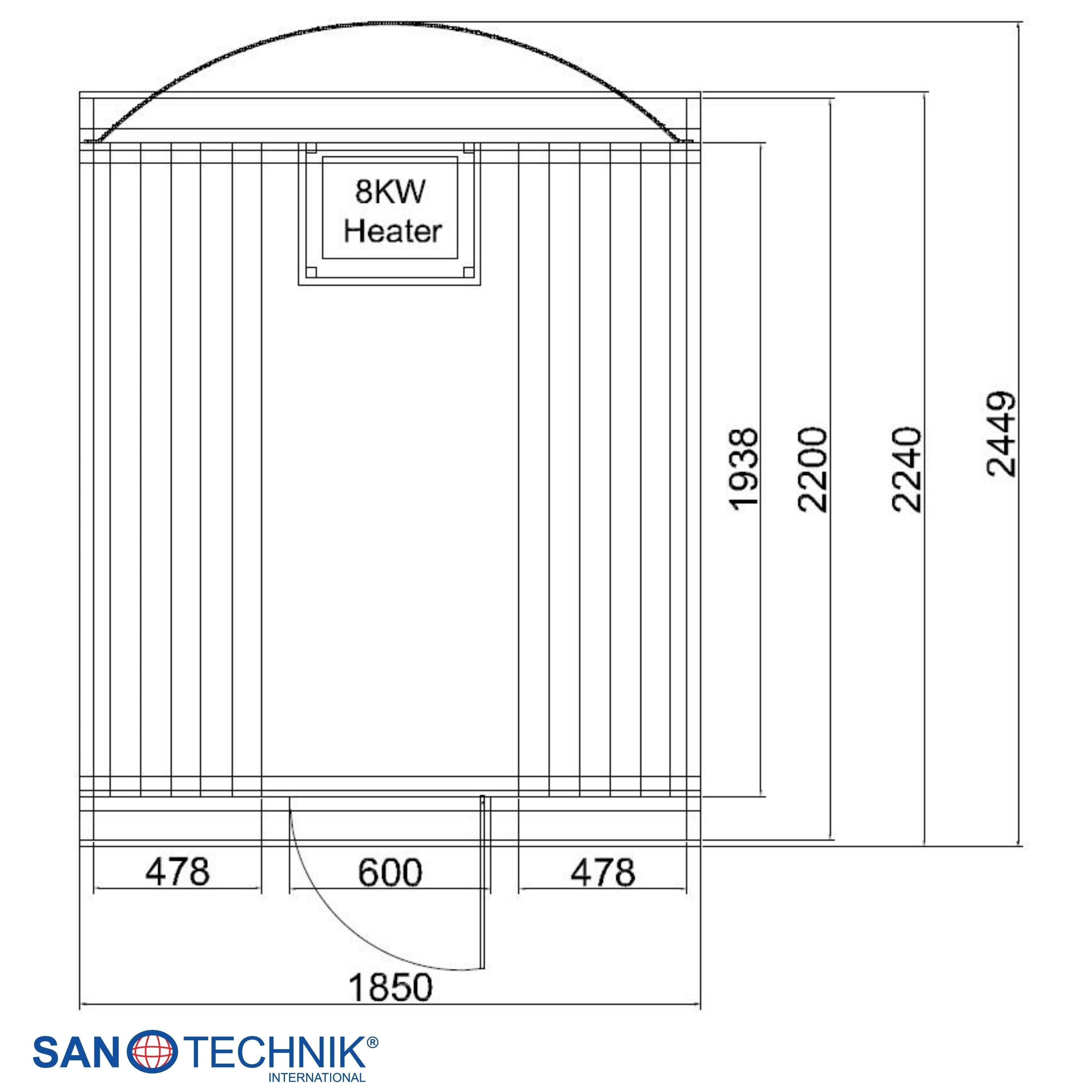 Sanotechnik - NYBORG L Außensauna für 6 Personen 194,2x244,9x194,9 cm