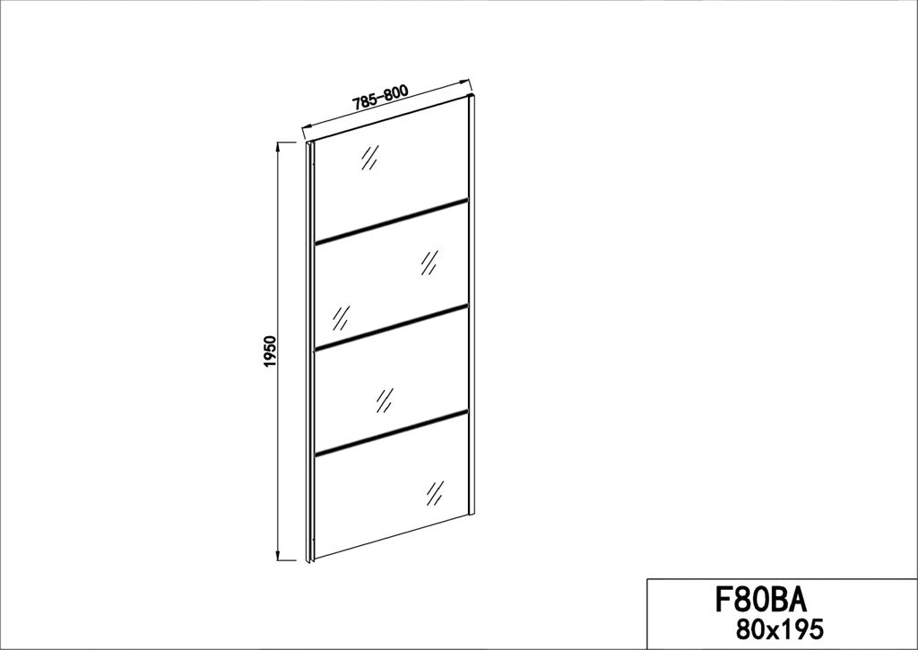 Sanotechnik - Fixglas 80cm schwarz matt 78,5-80x195cm
