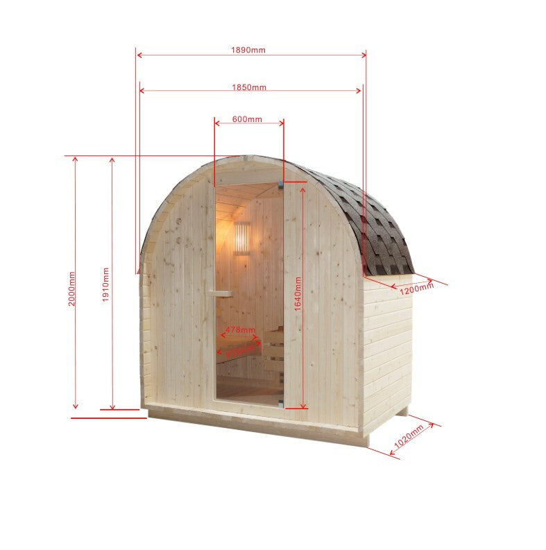 Sanotechnik - ISLAND L Außensauna für 2 Personen 189x120x200 cm