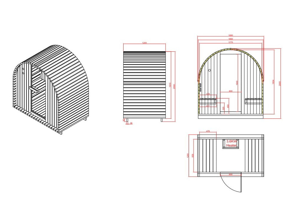 Sanotechnik - ISLAND L Außensauna für 2 Personen 189x120x200 cm