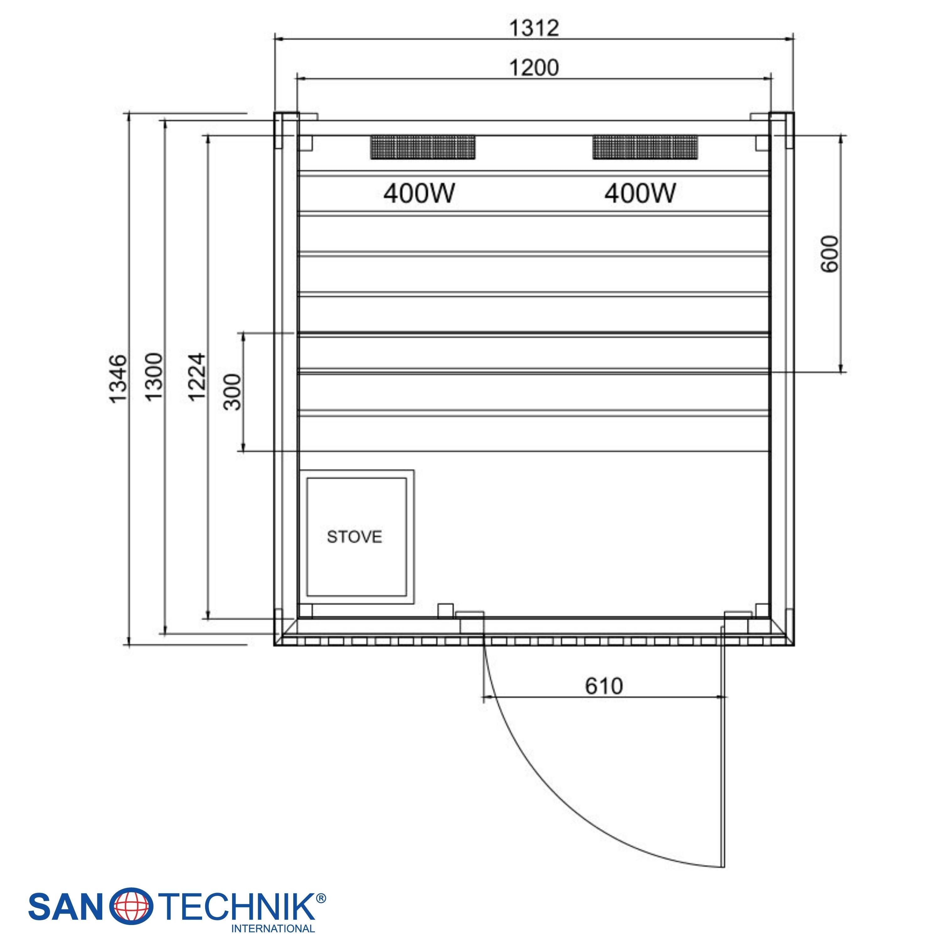 Sanotechnik - TRONDHEIM S - Außensauna + Infrarotkabine für 2 personen 131,2x134,6x220,0 cm