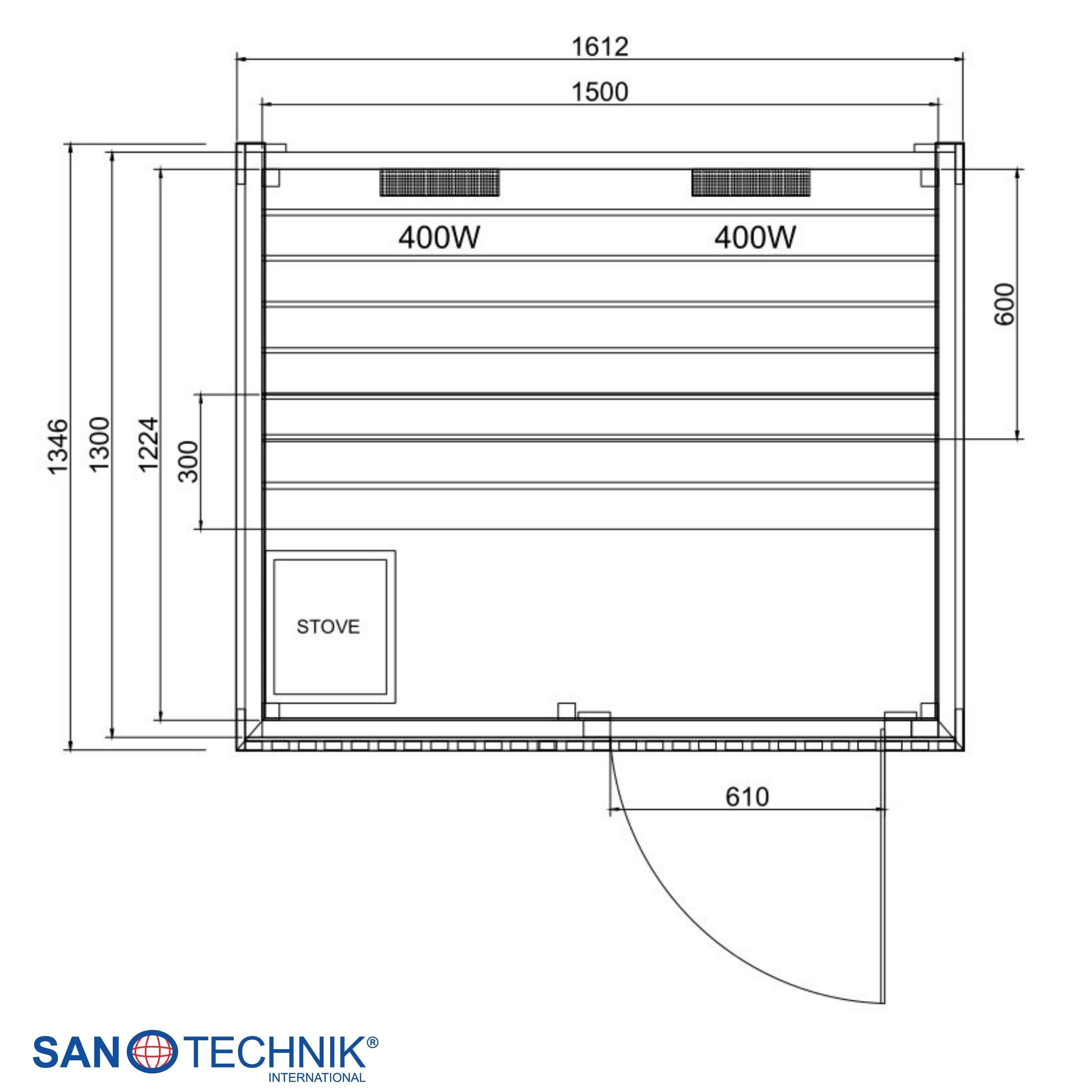 Sanotechnik - TRONDHEIM M - Außensauna + Infrarotkabine für 2 personen 161,2x134,6x220,0 cm