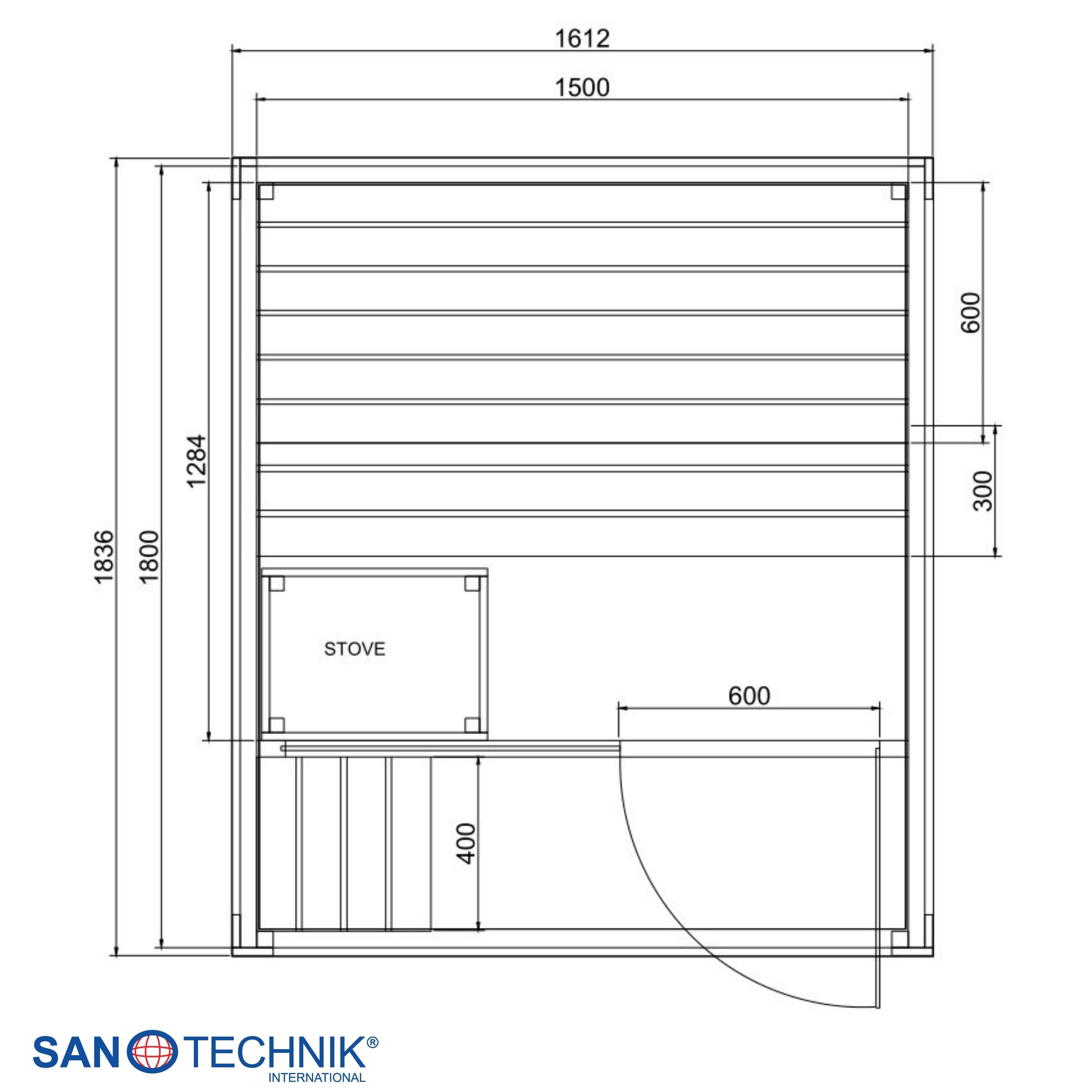 Sanotechnik - NORA M - Außensauna für 2-3 personen 161,2x183,6x220,0 cm