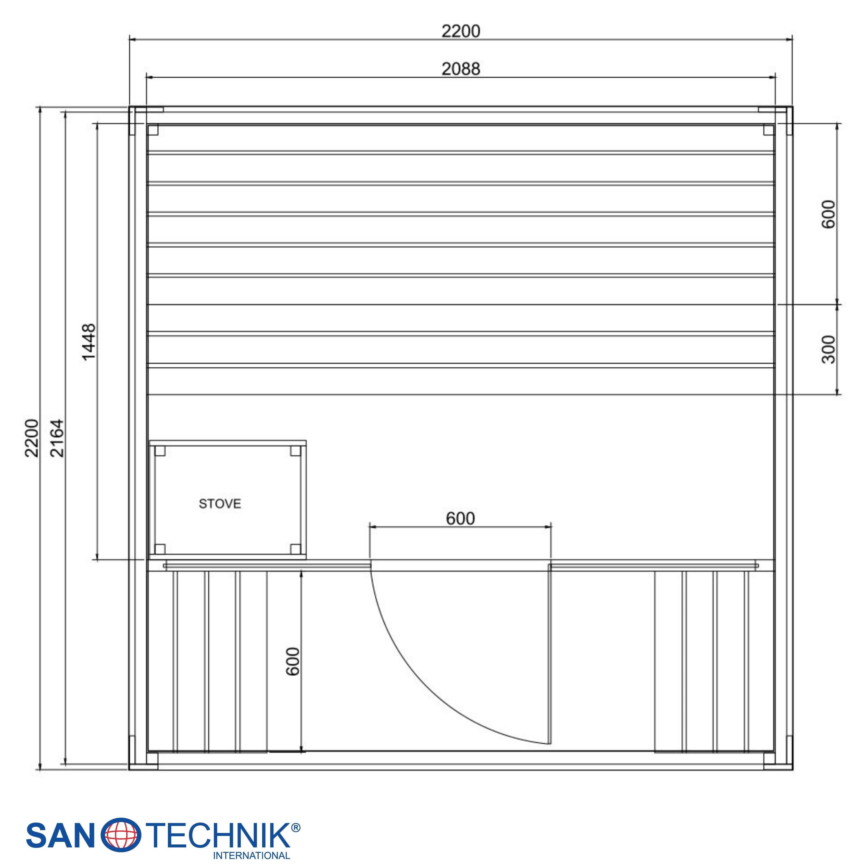 Sanotechnik - NORA L - Außensauna für 4-5 personen 220,0x220,0x220,0 cm