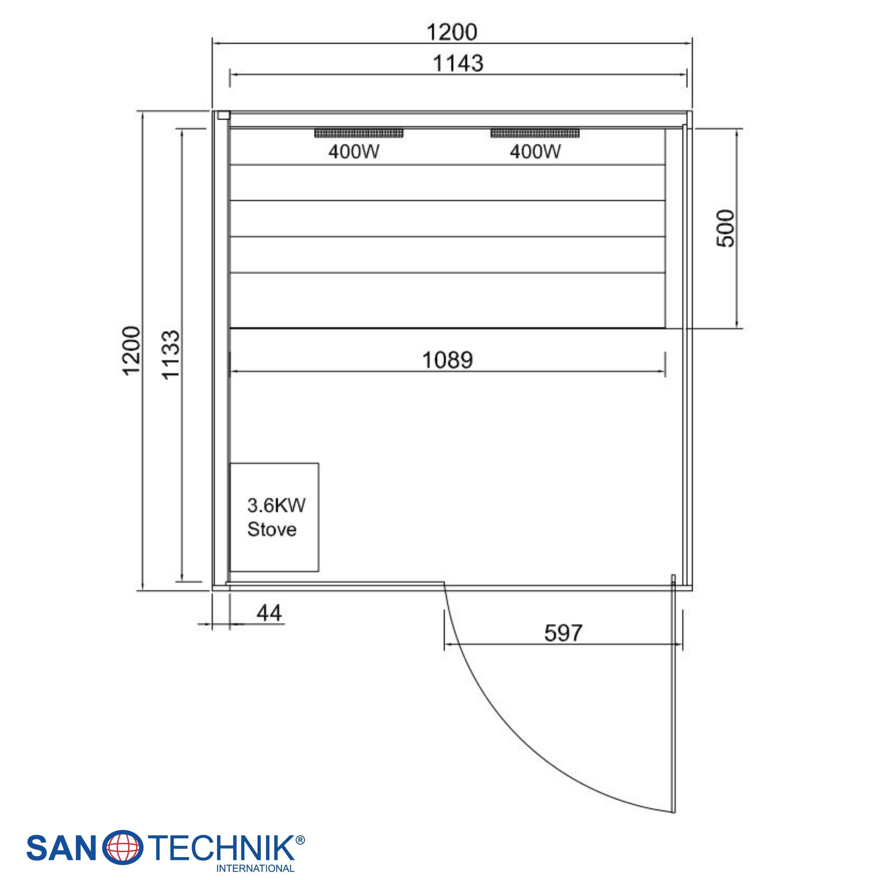 Sanotechnik - GLACIER M Sauna + Infrarotkabine für 2 Personen 120x120x200 cm
