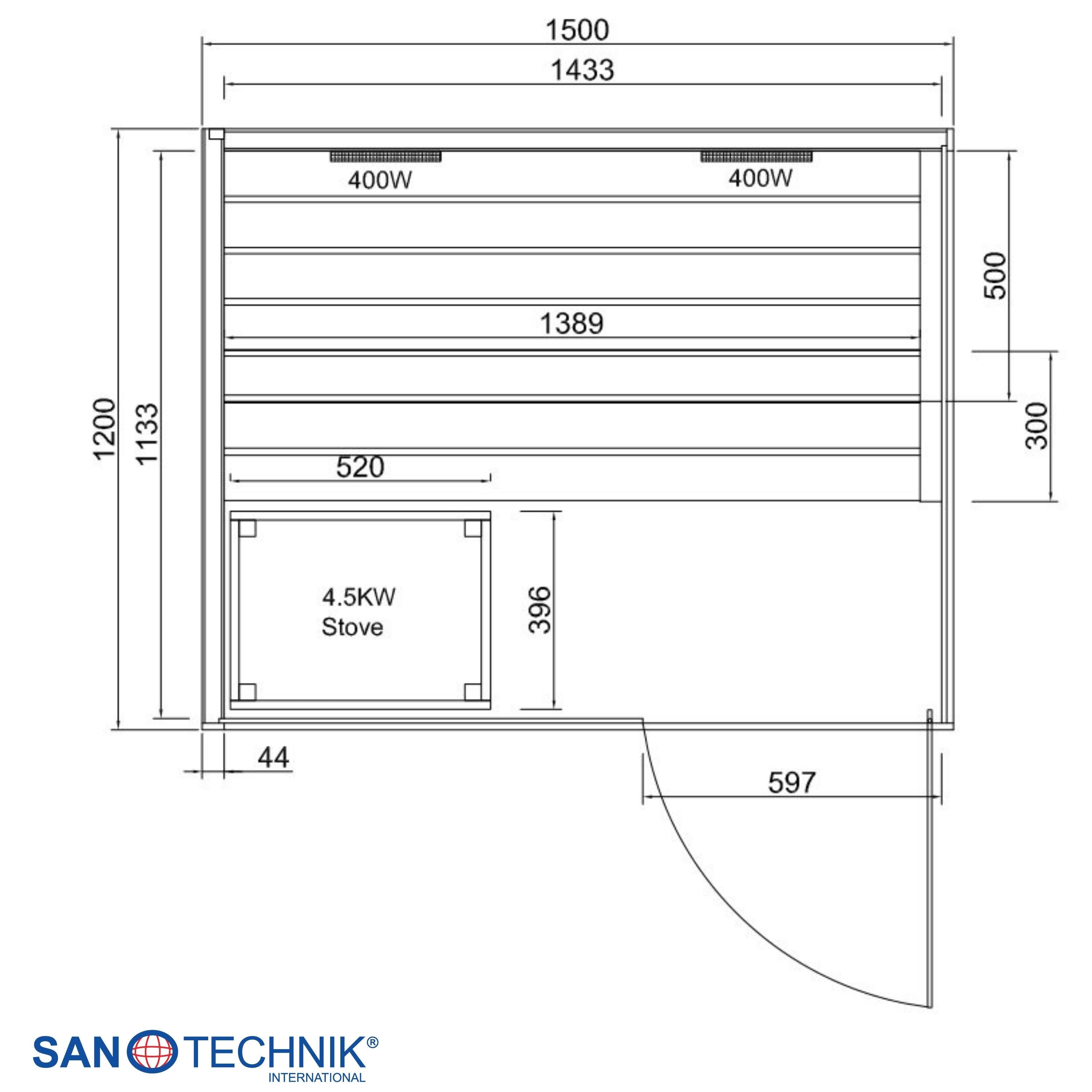 Sanotechnik - GLACIER L Sauna + Infrarotkabine für 2-3 Personen 150x120x200 cm