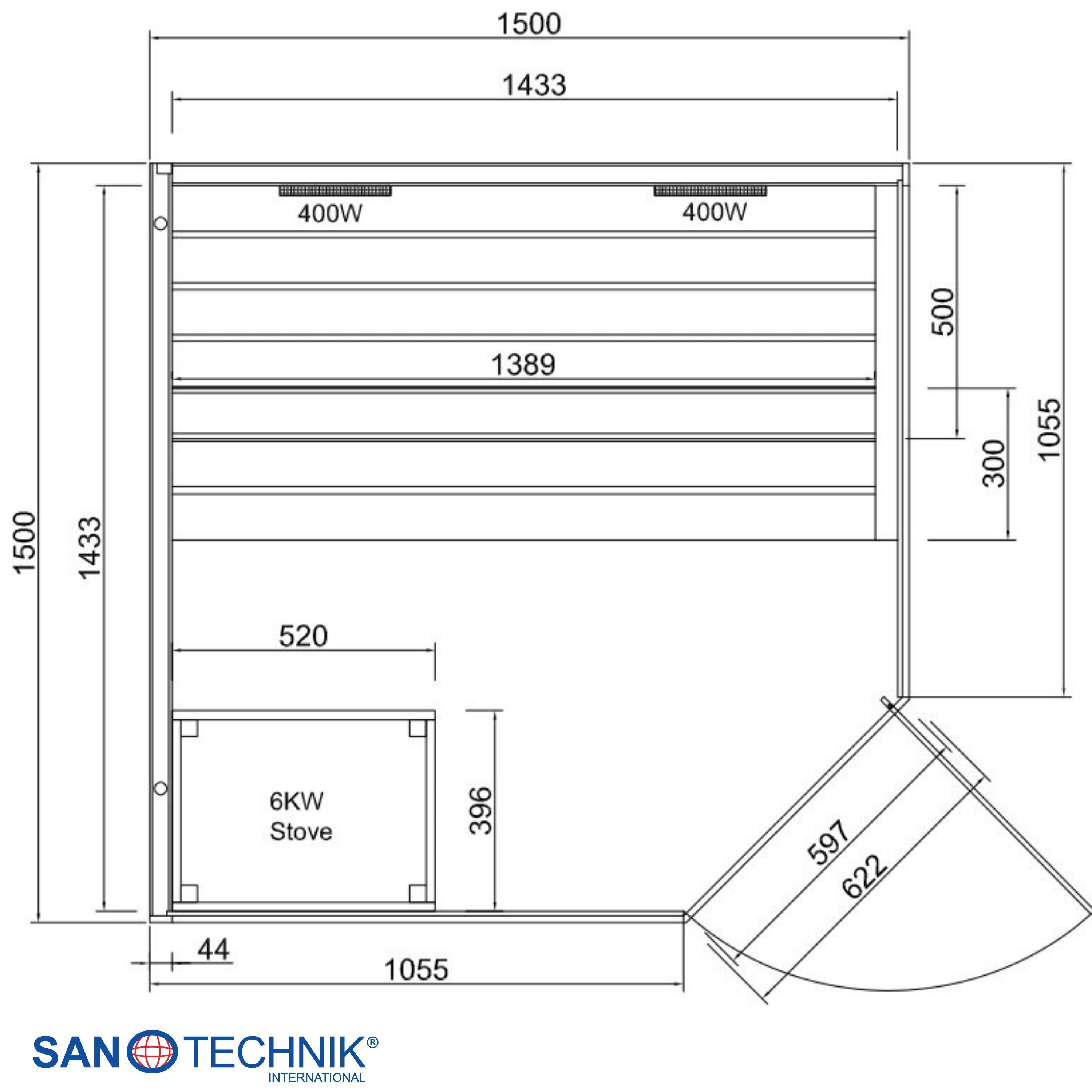 Sanotechnik - GLACIER XL Sauna + Infrarotkabine für 2-3 Personen 150x150x200 cm