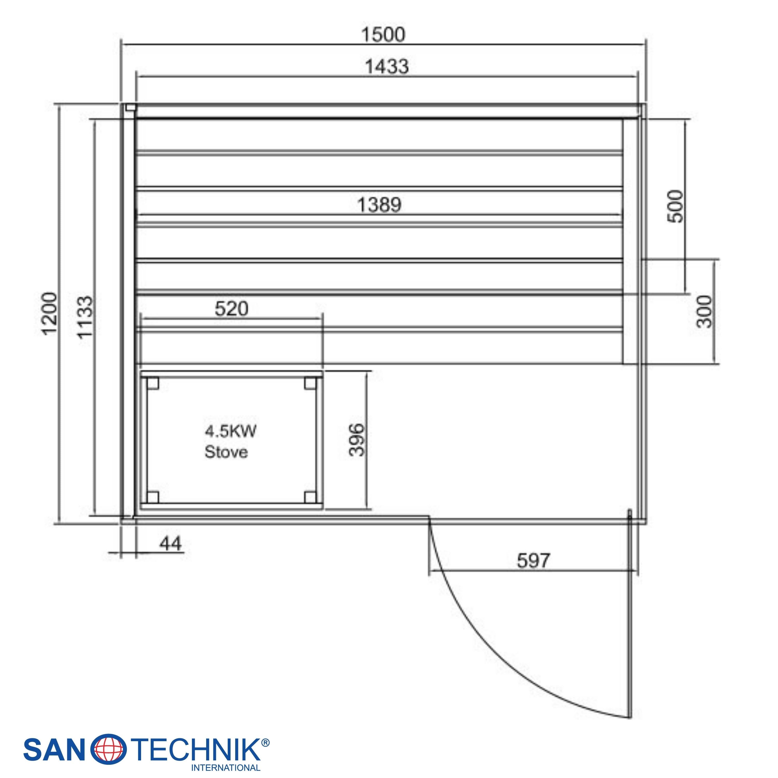 Sanotechnik - FALUN L Sauna für 2-3 Personen 150x120x200 cm