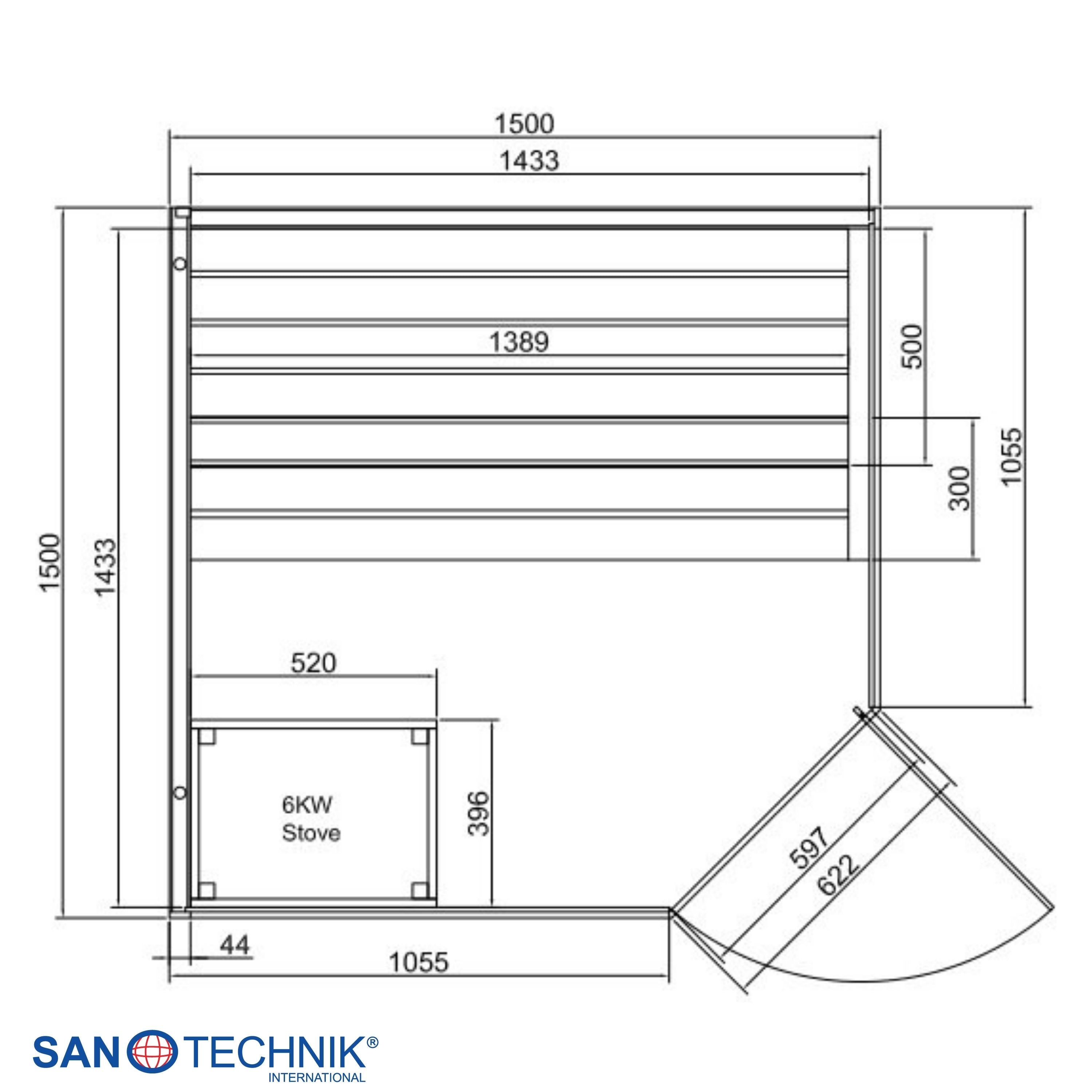 Sanotechnik - FALUN XL Sauna für 2-3 Personen 150x150x200 cm