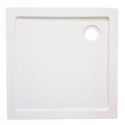 Sanotechnik - Eck-Brausetasse 80x80x4cm Steineffekt weiss