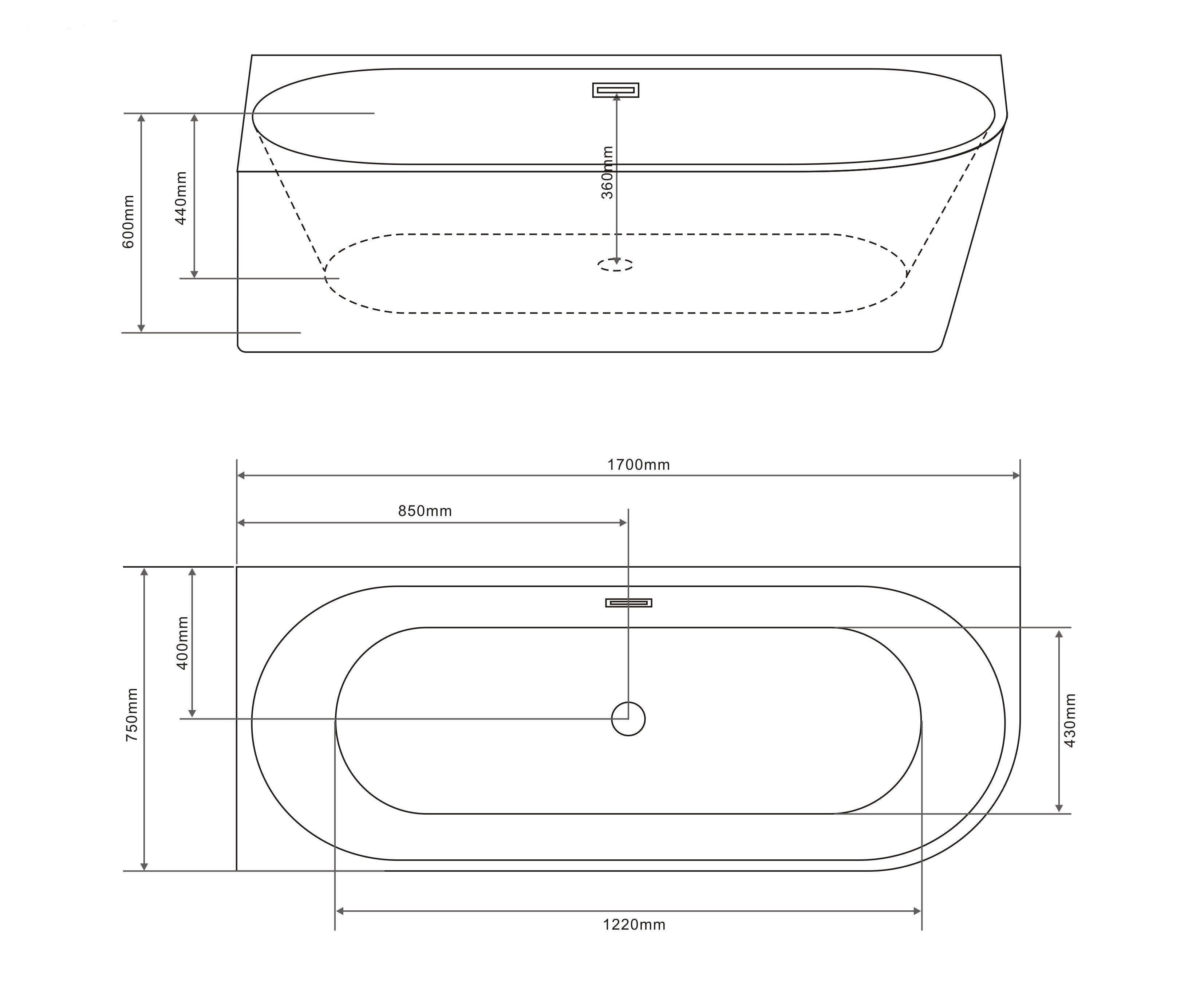 Sanotechnik - Wand-BW FARO links 170x75x60cm