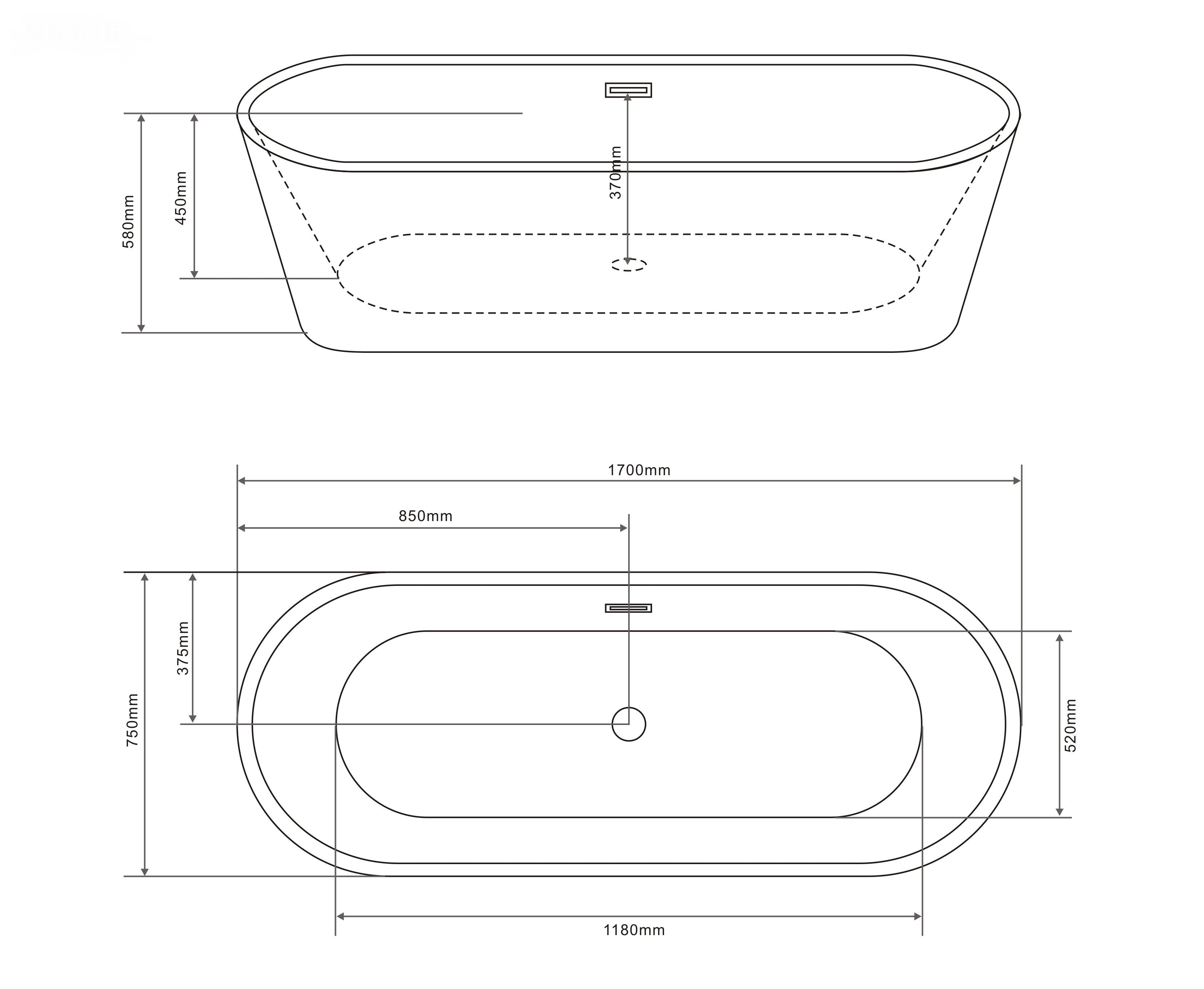 Sanotechnik - BW RENO freisteh. 170x75x58cm