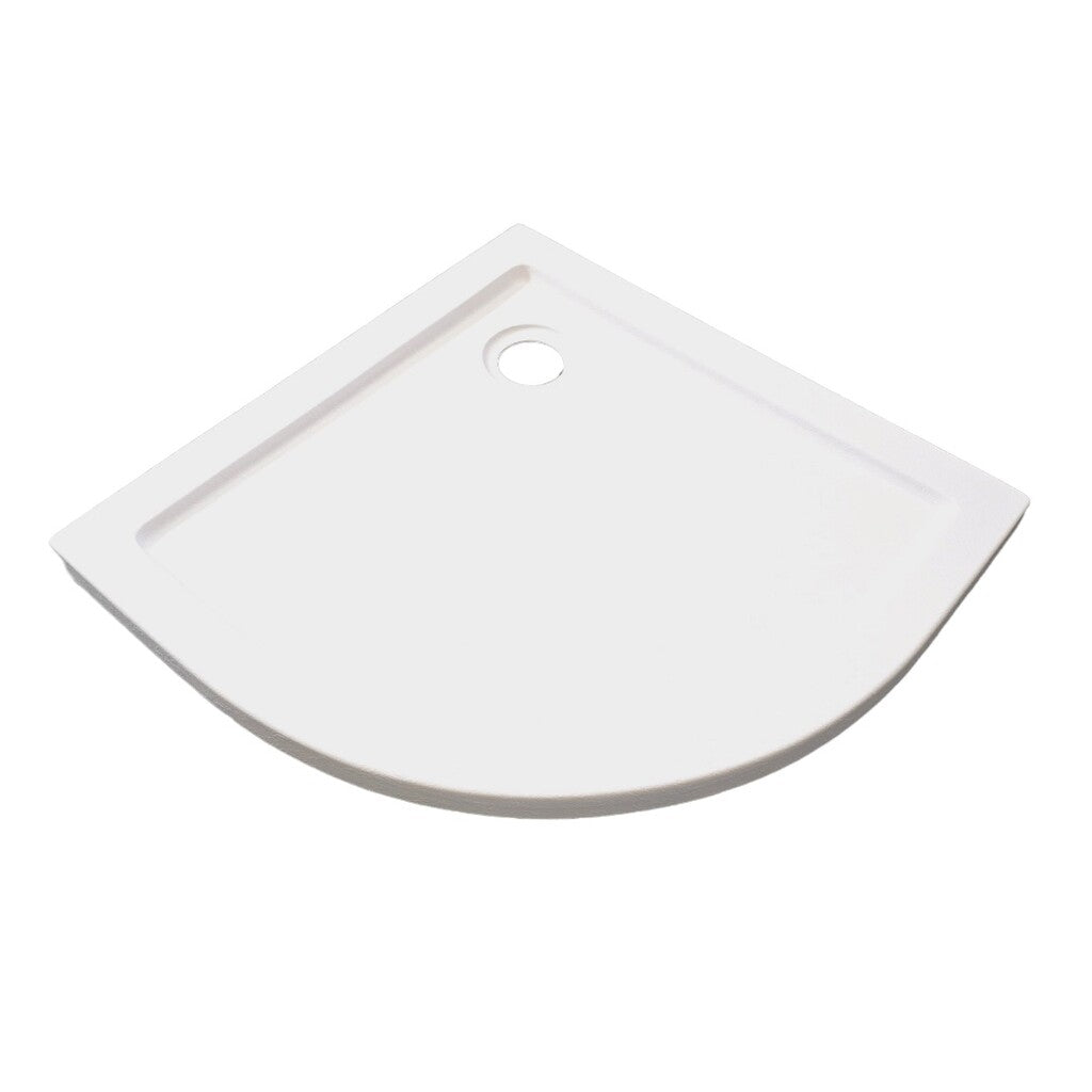 Sanotechnik - Rund-Brausetasse 80x80x4cm Steineffekt weiss