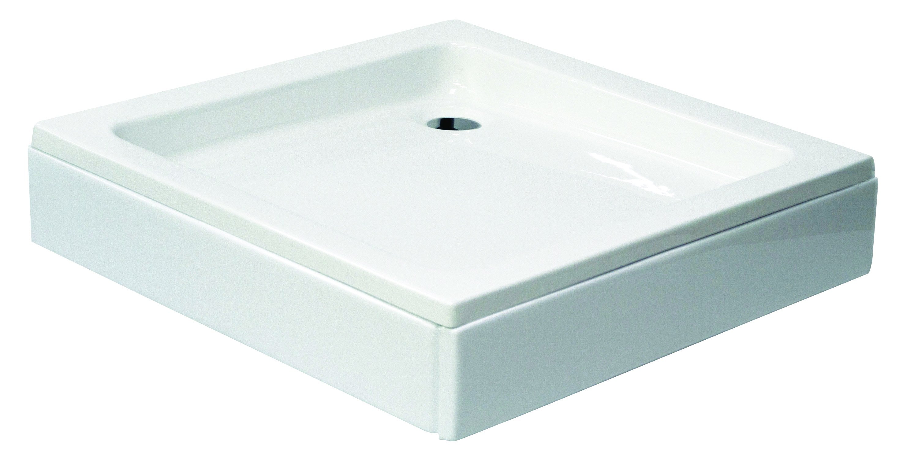 Sanotechnik - Eck-Brausetasse BORA 90x90x14cm m.abn.Schürze weiß