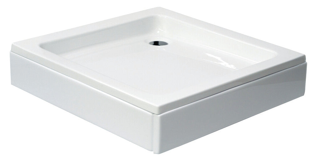 Sanotechnik - Eck-Brausetasse BORA 80x80x14cm m.abn.Schürze weiß