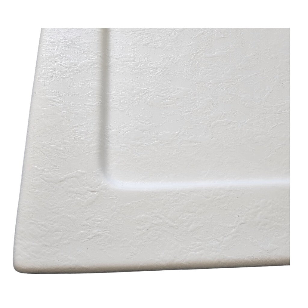 Sanotechnik - Rund-Brausetasse 80x80x4cm Steineffekt weiss