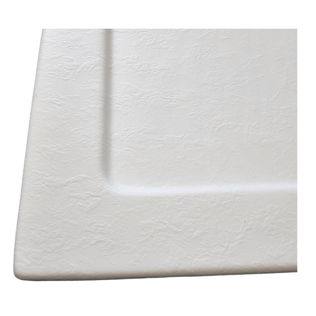 Sanotechnik - Rund-Brausetasse 80x80x4cm Steineffekt weiss