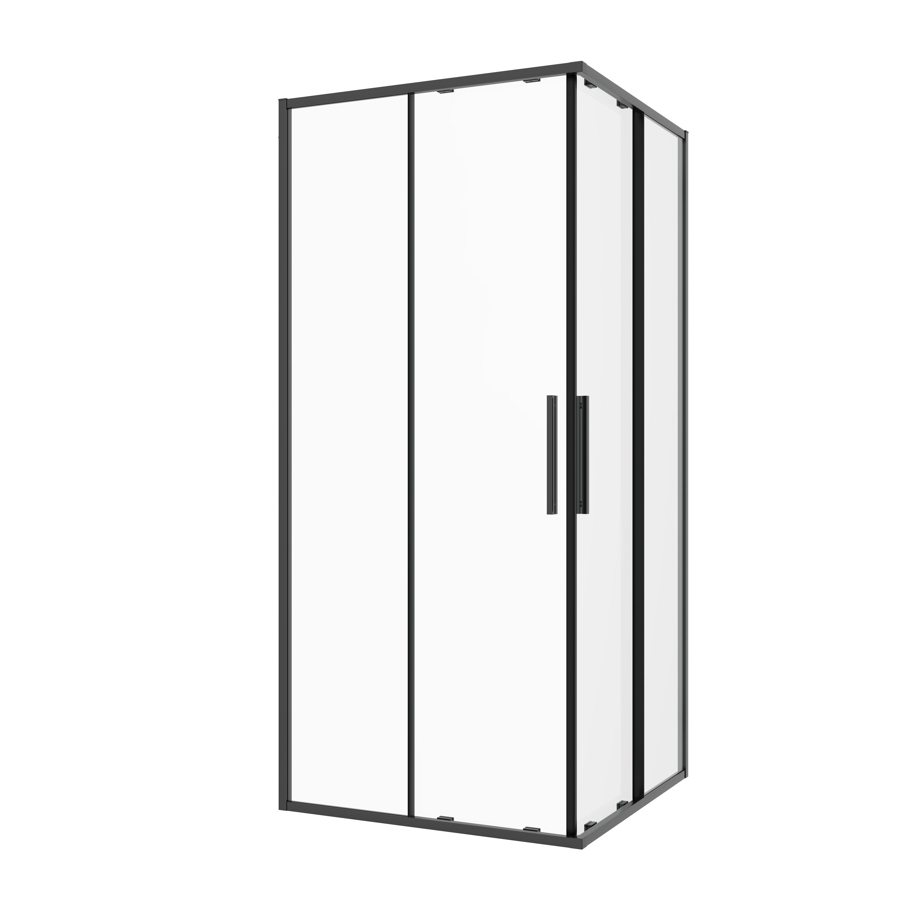 Sanotechnik - Eckdusche Schiebet.SLIMLINE 80x200cm schwarz Easy-Clean