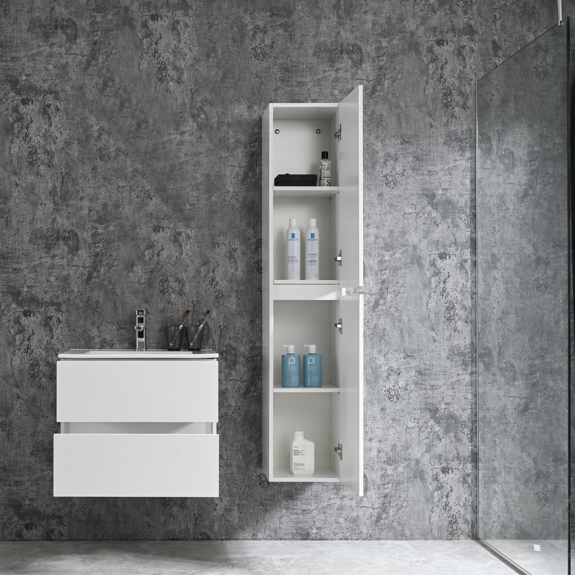 Sanotechnik - Corbo Hochschrank 150x30x30cm weiß