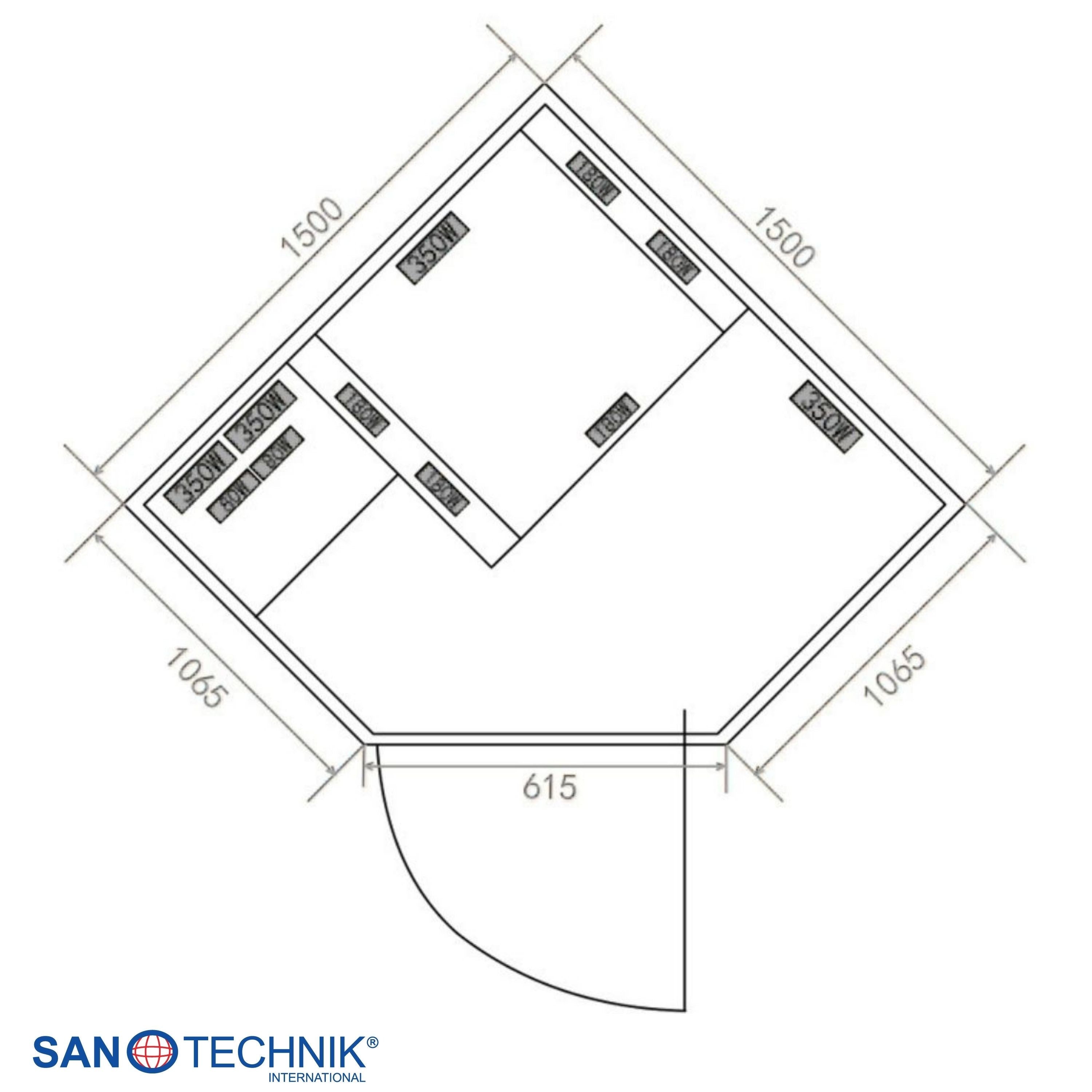 Sanotechnik - CARBON 3 Infrarotkabine für 2 Personen 150x150x195 cm