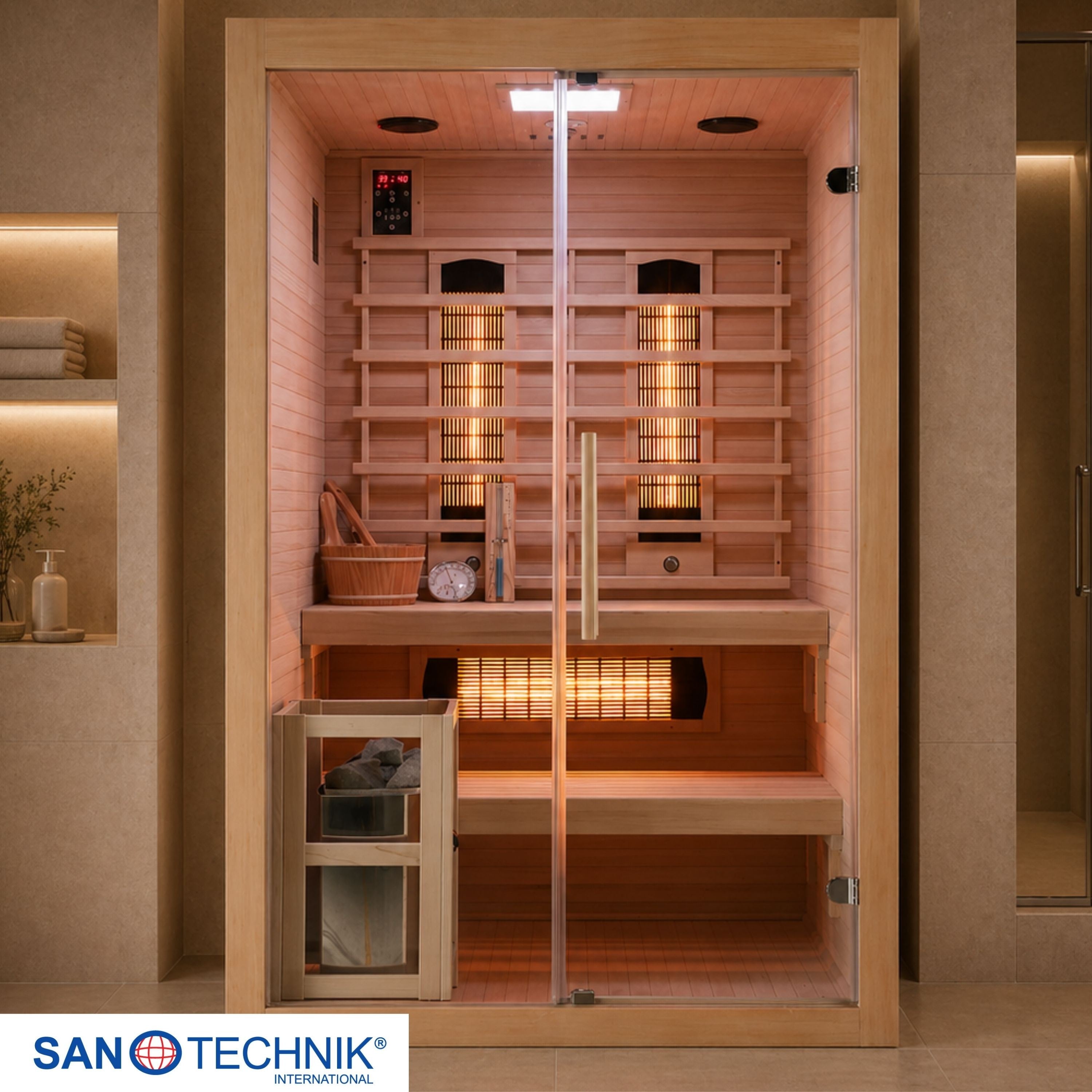 Sanotechnik - TWIN COMBI Sauna+Infrarotkabine für 2 Personen 130x120x200 cm