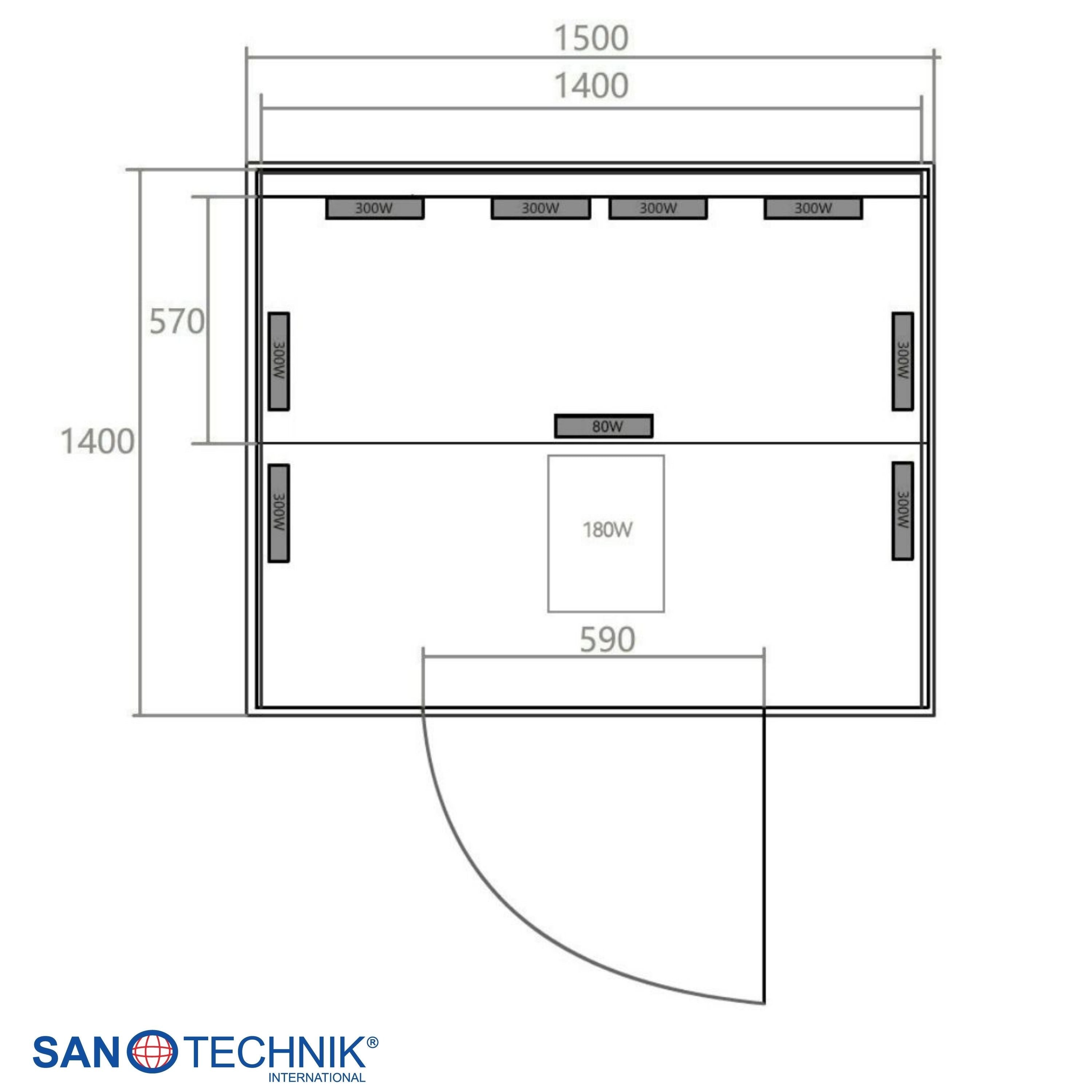 Sanotechnik - OSLO Infrarotkabine für 2 Personen 150x150x200 cm