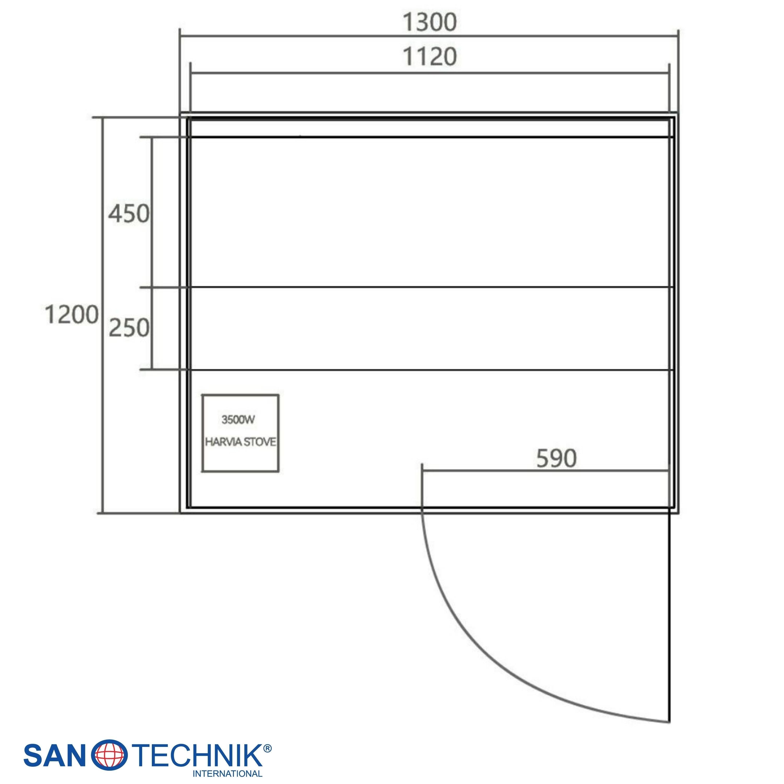 Sanotechnik - PANORAMA Sauna für 2 Personen 130x120x200 cm