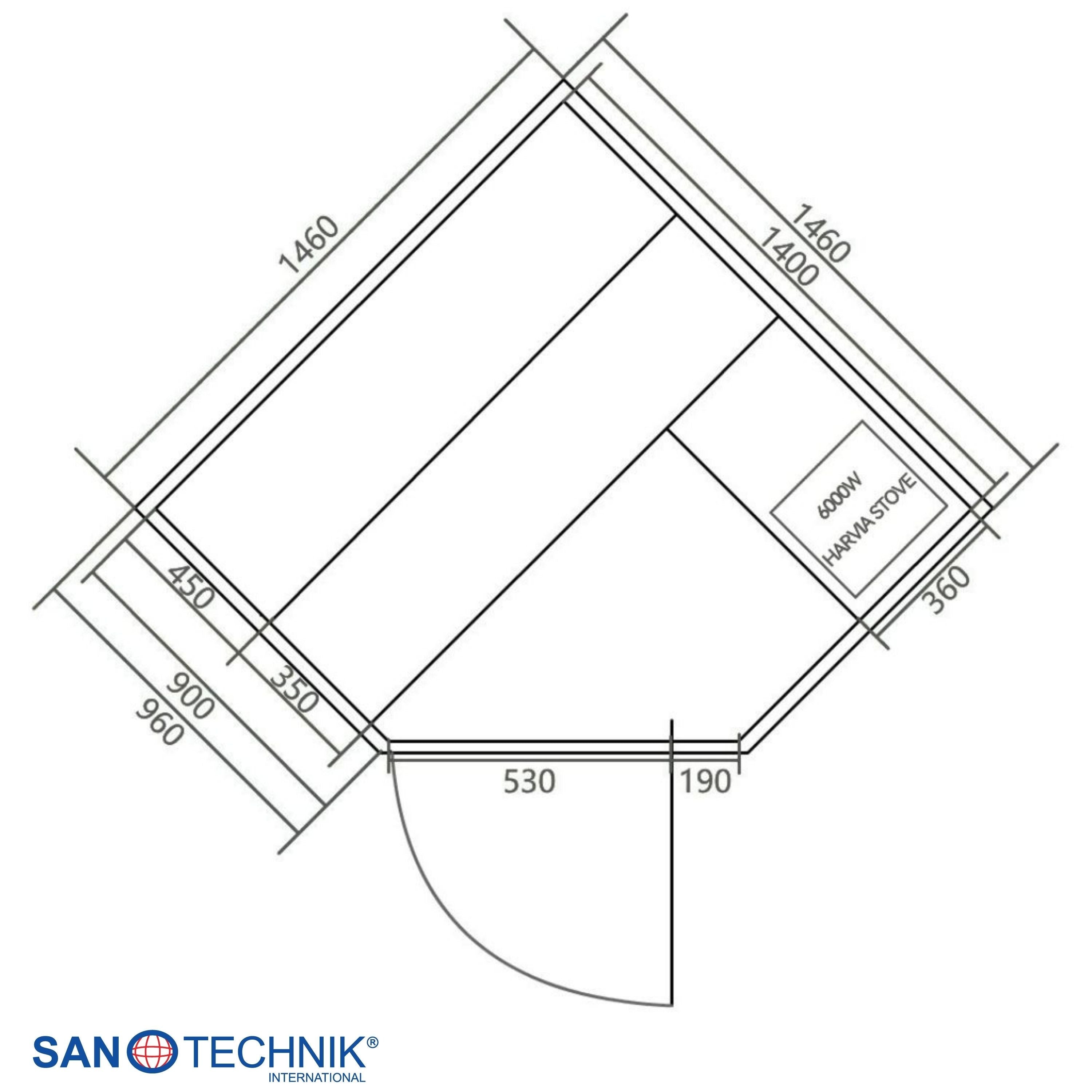 Sanotechnik - TALLINN Sauna für 3 Personen 150x150x200 cm