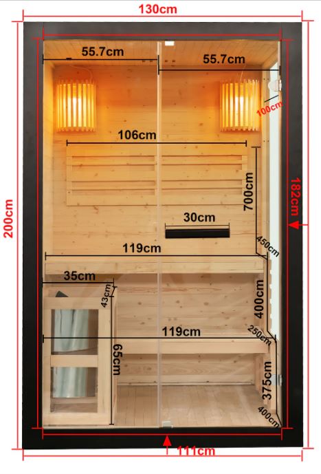 Finnische Sauna PANORAMA black