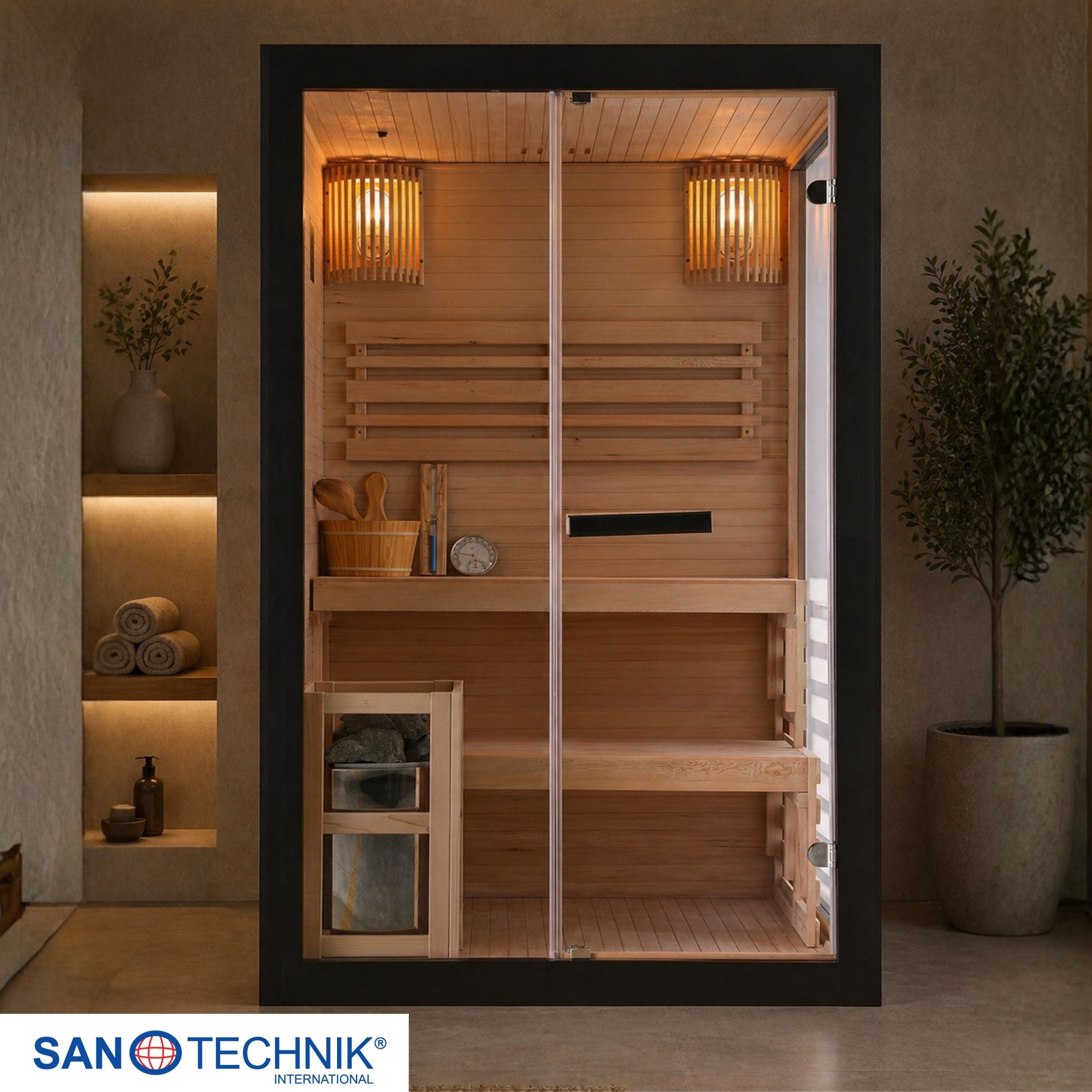 Sanotechnik - PANORAMA BLACK Sauna für 2 Personen 130x120x200 cm