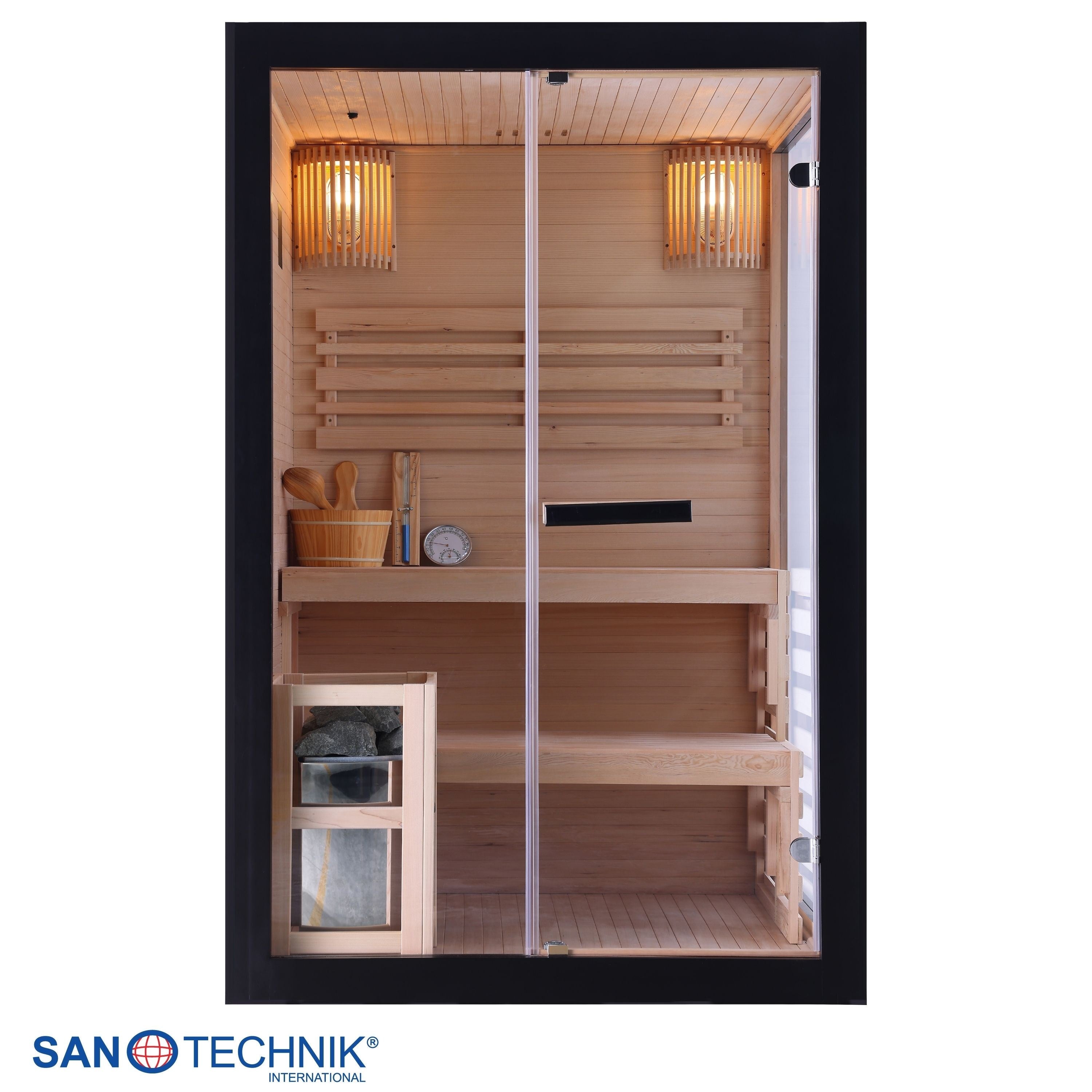 Sanotechnik - PANORAMA BLACK Sauna für 2 Personen 130x120x200 cm