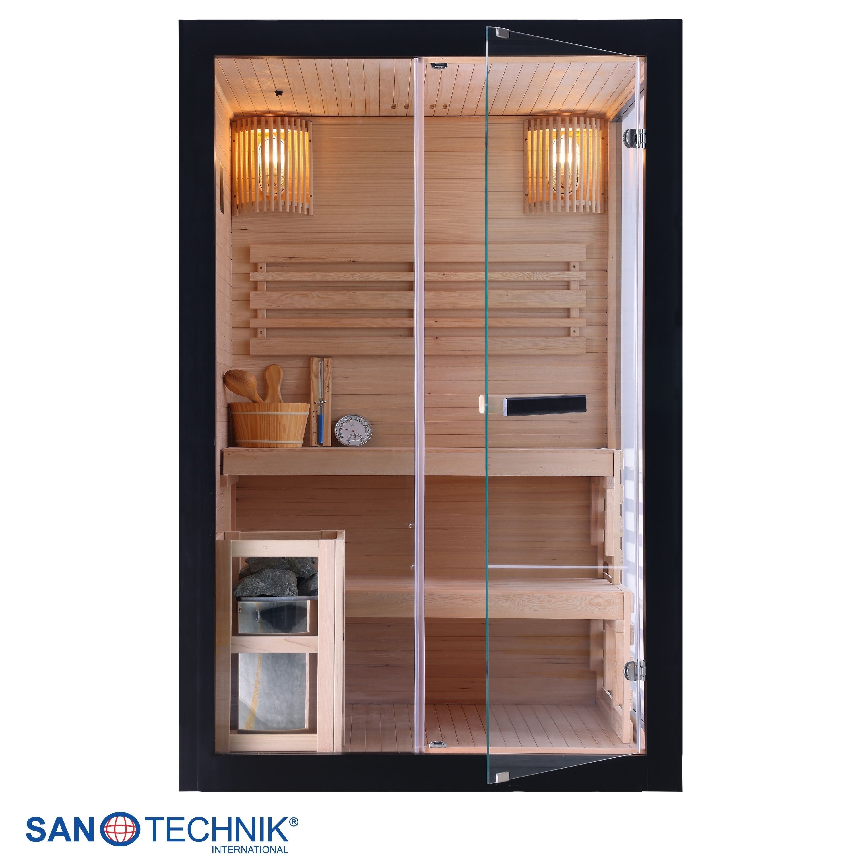 Sanotechnik - PANORAMA BLACK Sauna für 2 Personen 130x120x200 cm