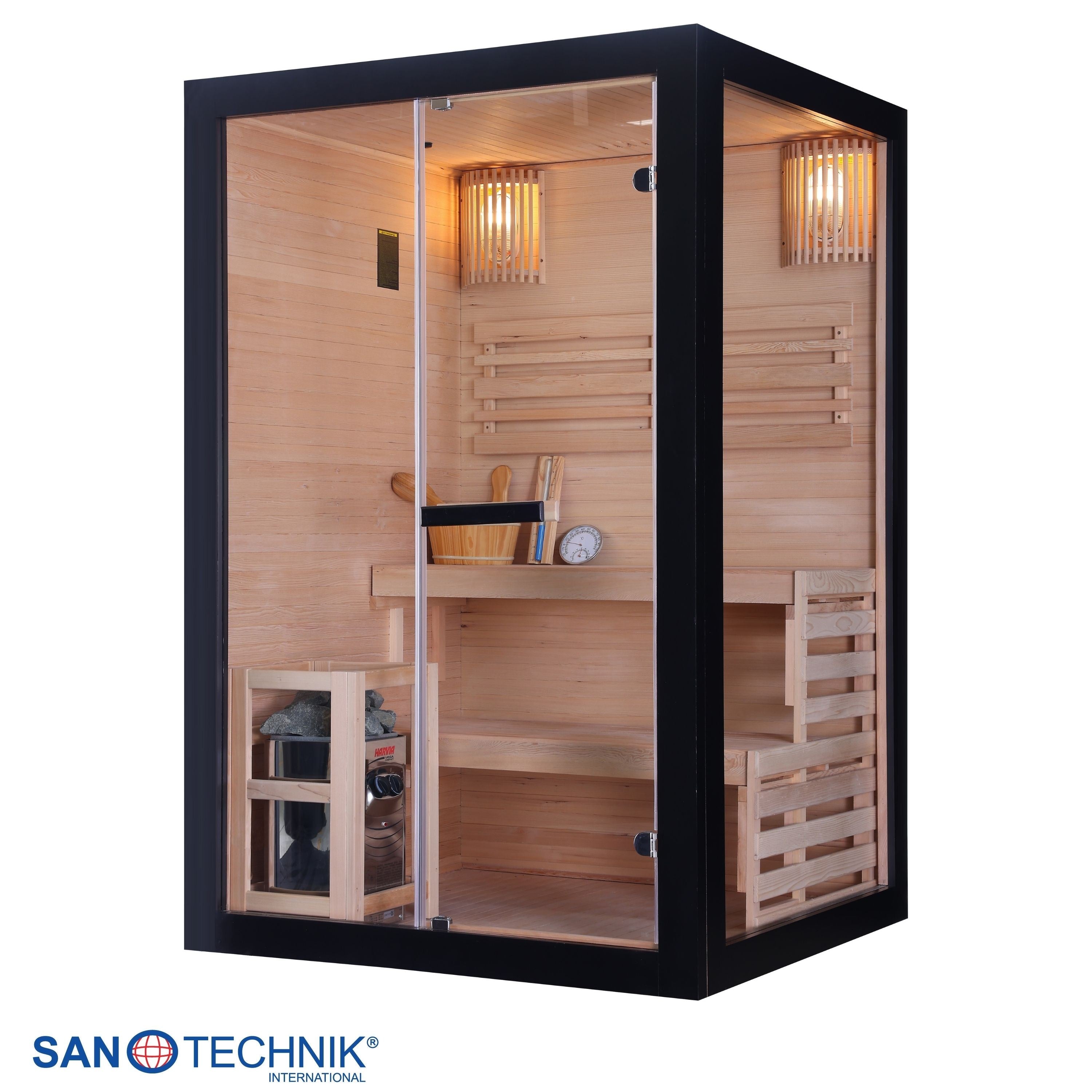 Sanotechnik - PANORAMA BLACK Sauna für 2 Personen 130x120x200 cm