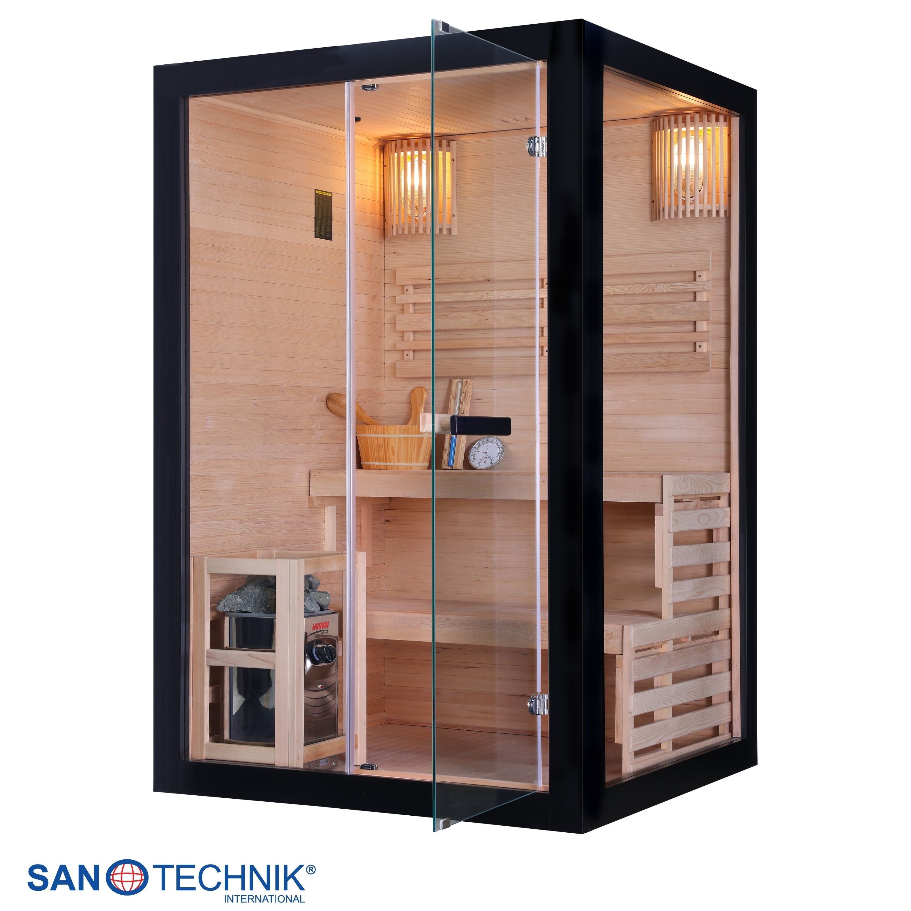 Sanotechnik - PANORAMA BLACK Sauna für 2 Personen 130x120x200 cm