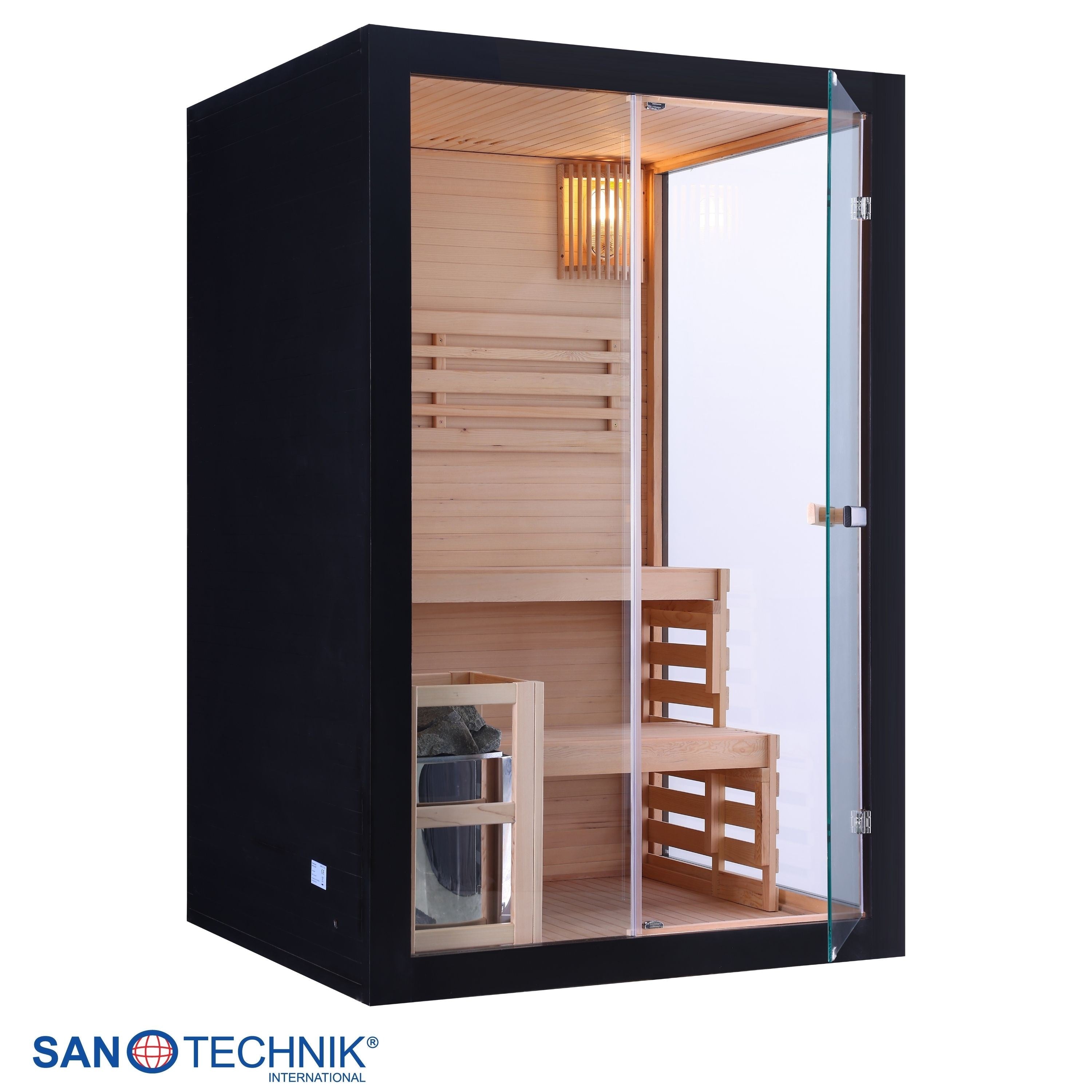 Sanotechnik - PANORAMA BLACK Sauna für 2 Personen 130x120x200 cm