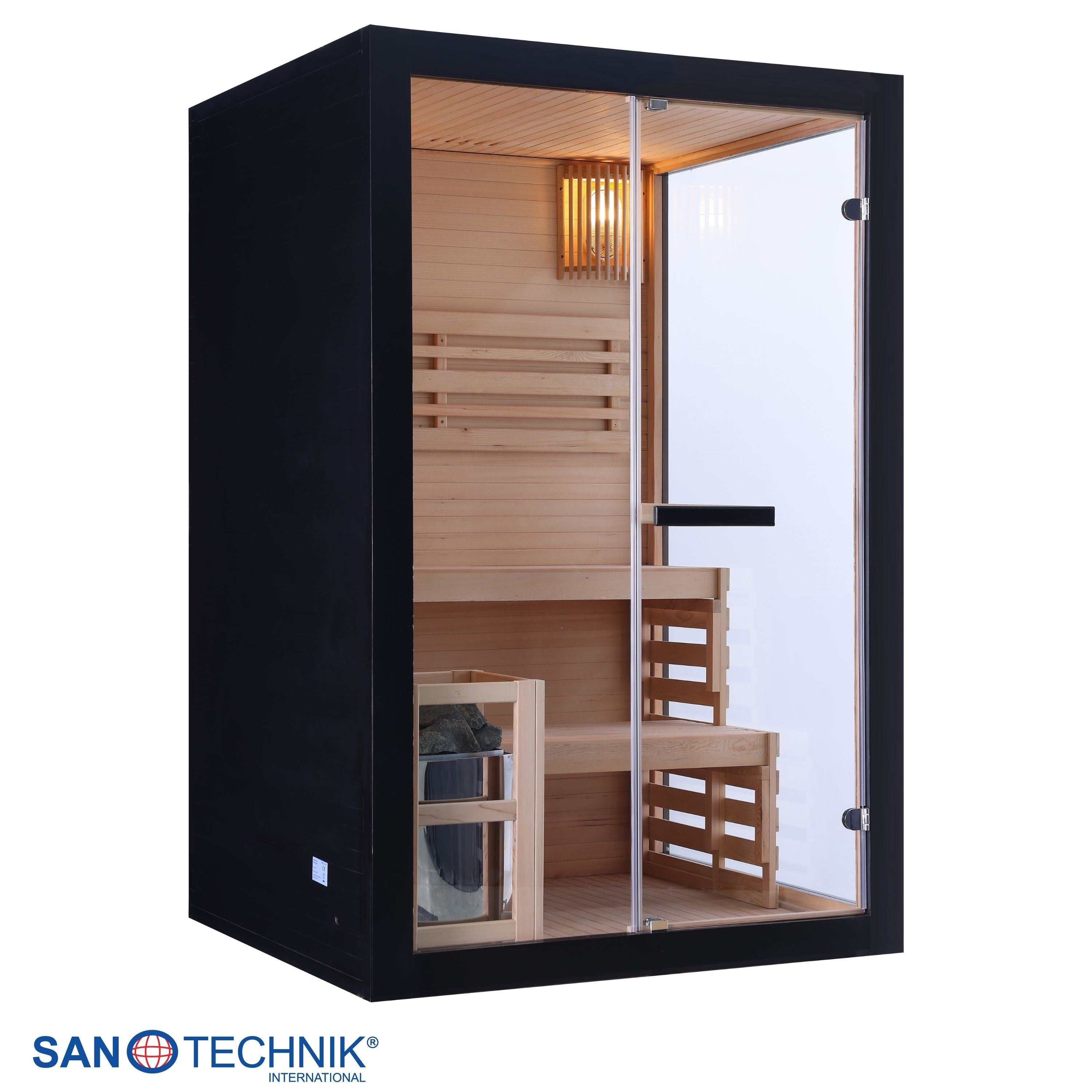 Sanotechnik - PANORAMA BLACK Sauna für 2 Personen 130x120x200 cm