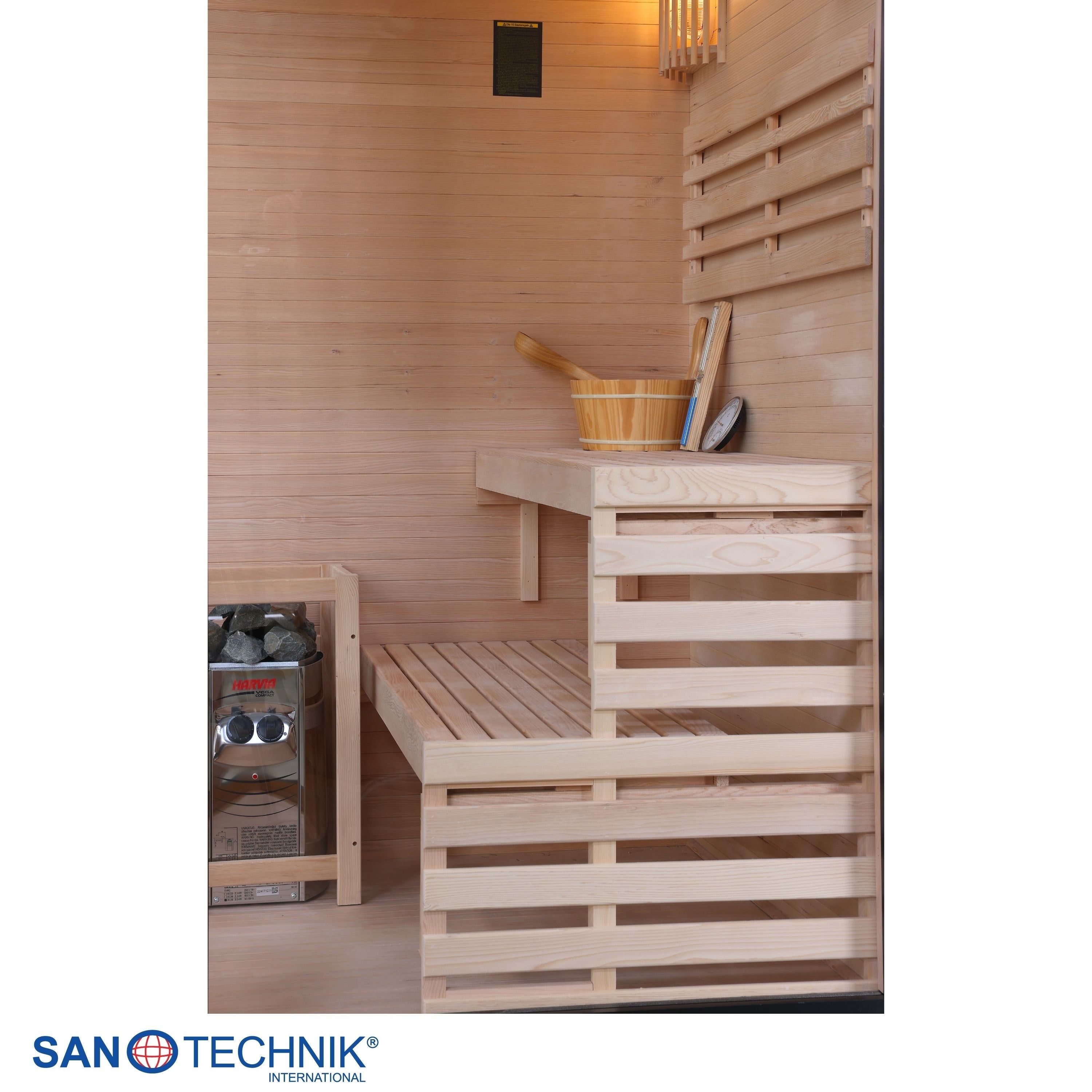 Sanotechnik - PANORAMA BLACK Sauna für 2 Personen 130x120x200 cm