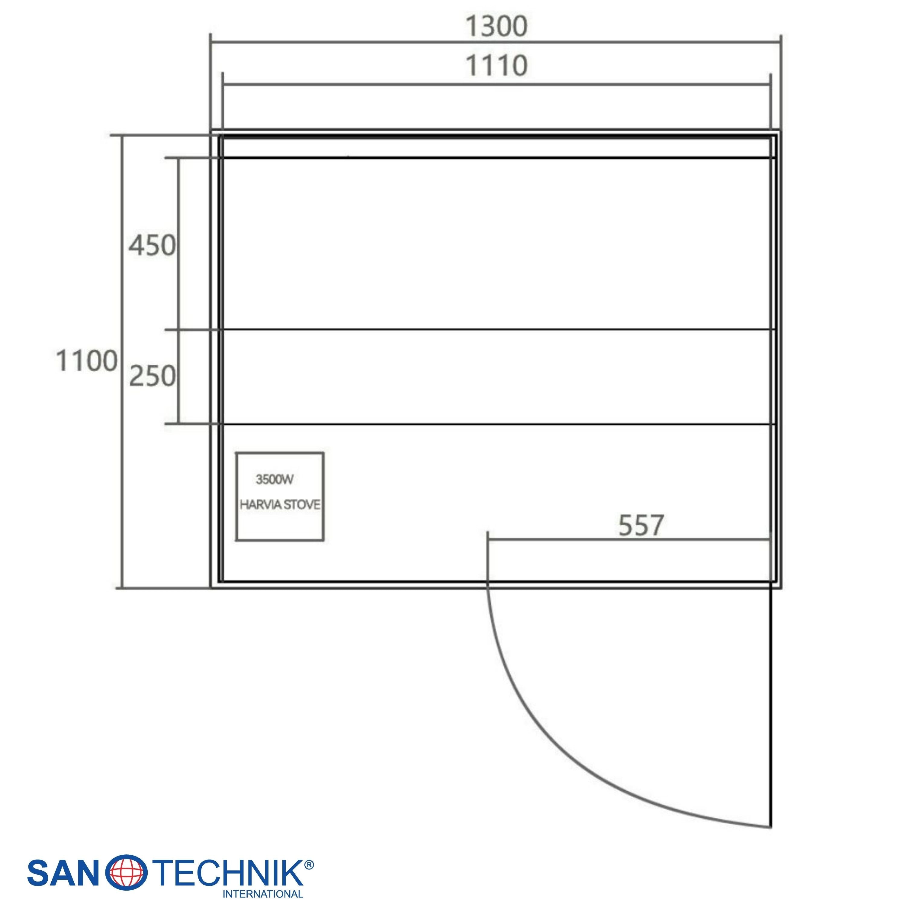 Sanotechnik - PANORAMA BLACK Sauna für 2 Personen 130x120x200 cm