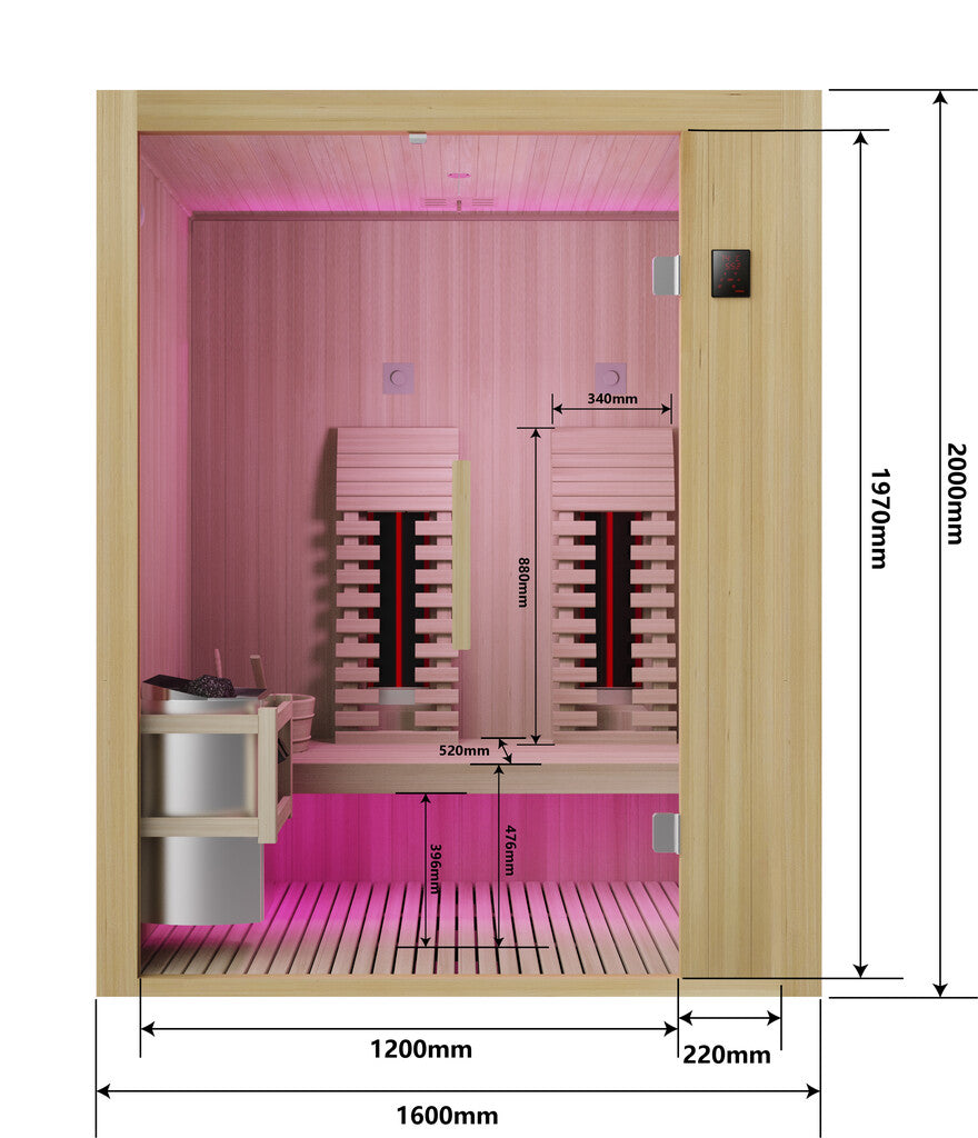 Sanotechnik - ALASKA Sauna+Infrarotkabine für 2 Personen 160x110x200 cm