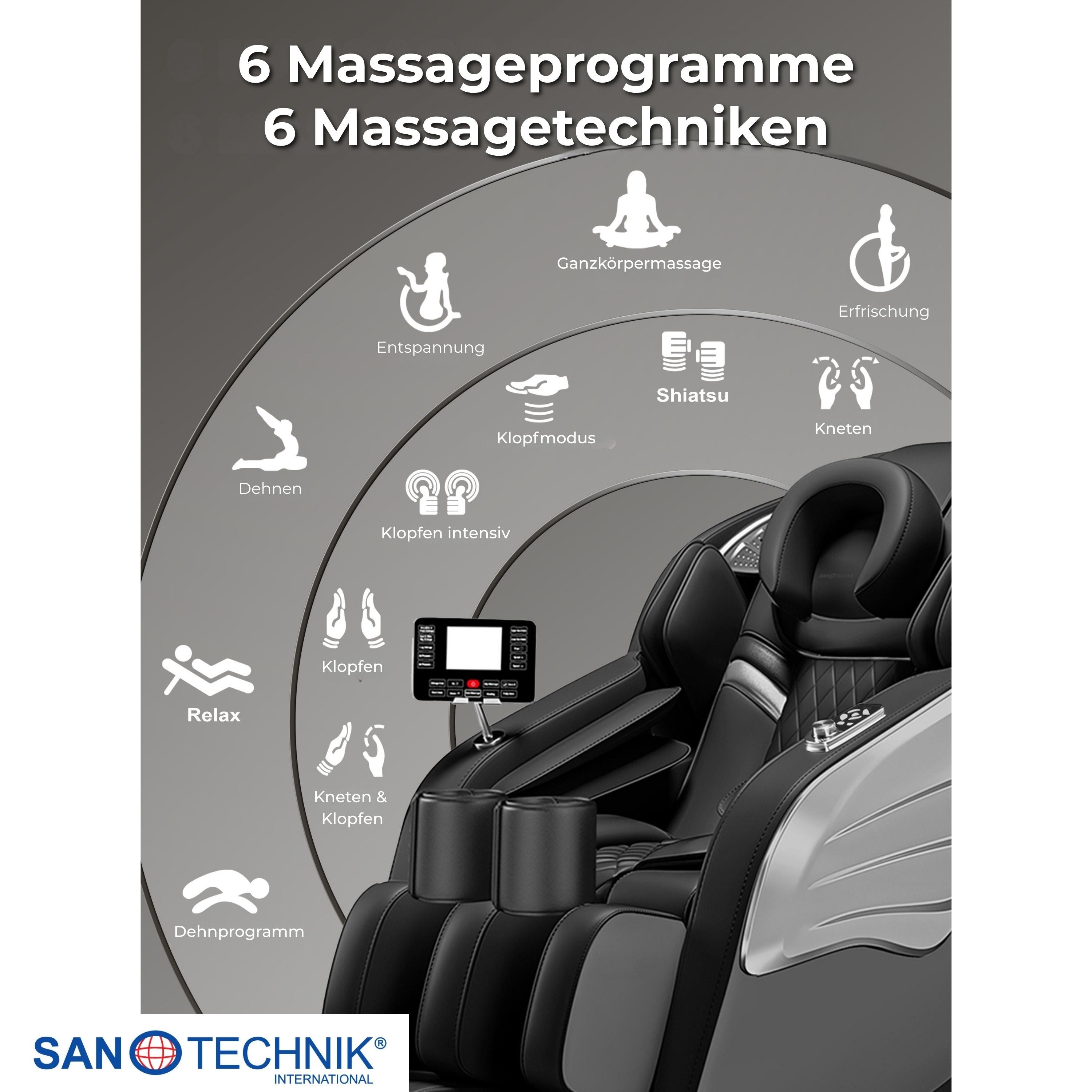 Sanotechnik - PRIMORA LUXUS - MASSAGESESSEL schwarz 70x140x104 cm