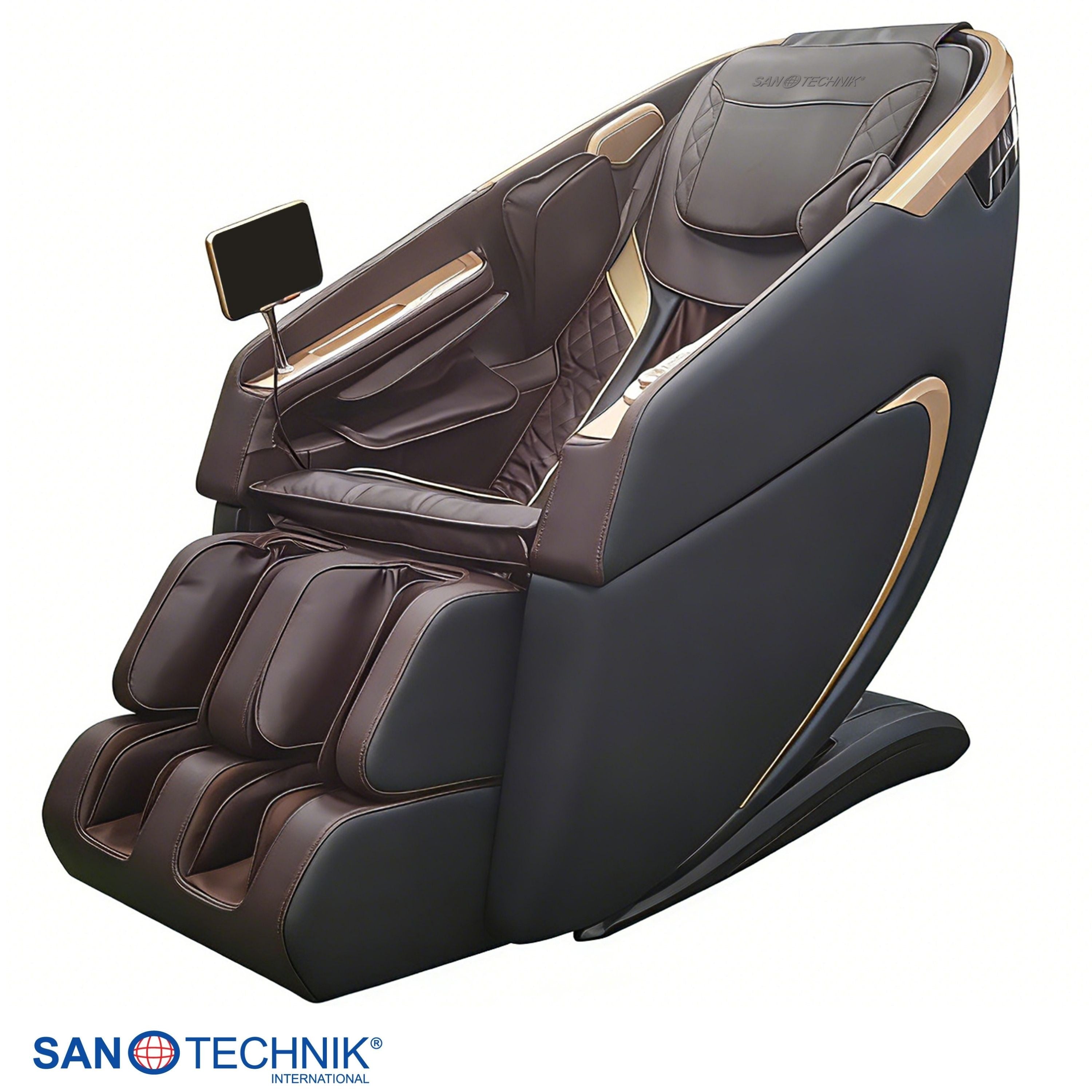 Sanotechnik - MEDORA Luxus-Massagesessel – Schwarz/Braun 75x143x114 cm