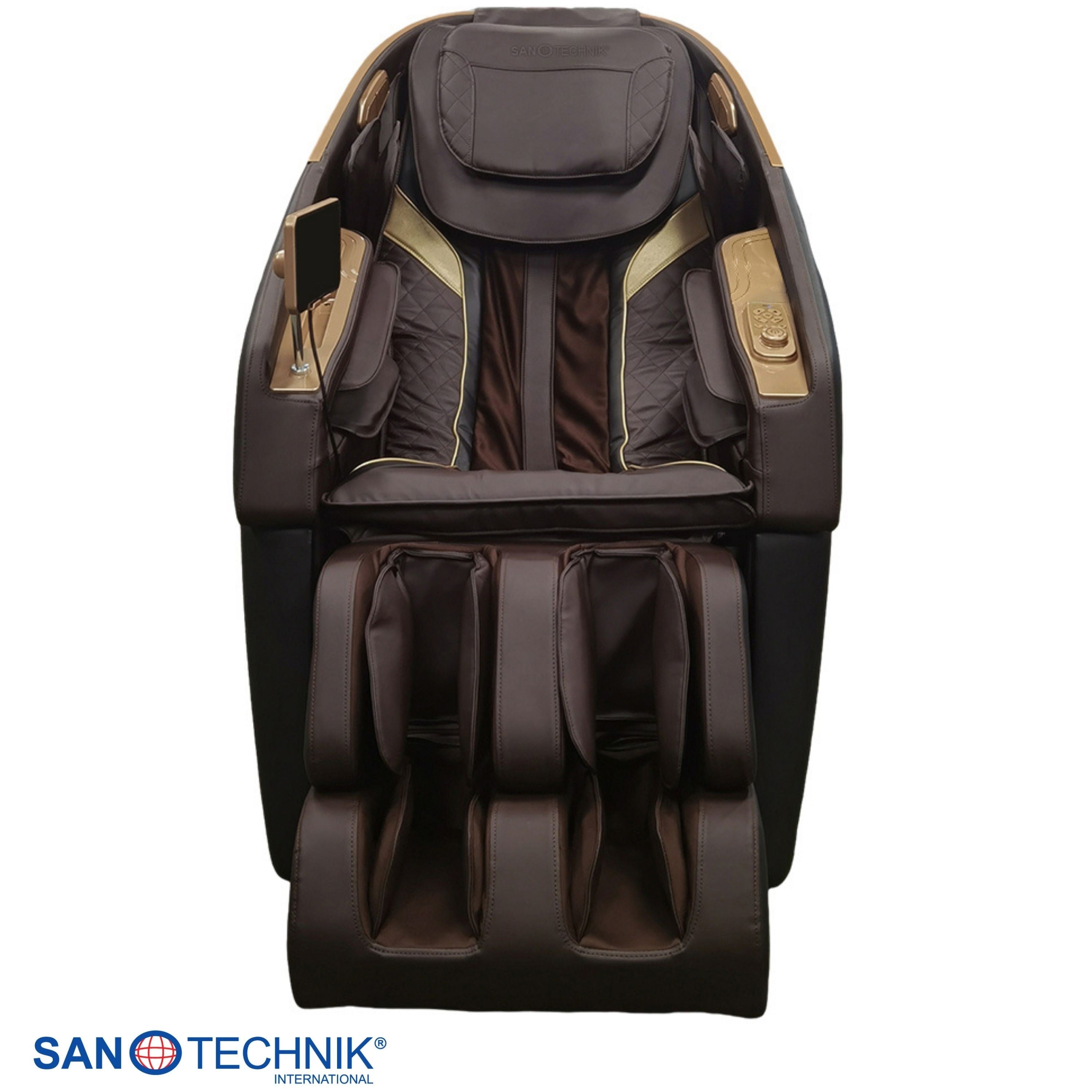 Sanotechnik - MEDORA Luxus-Massagesessel – Schwarz/Braun 75x143x114 cm