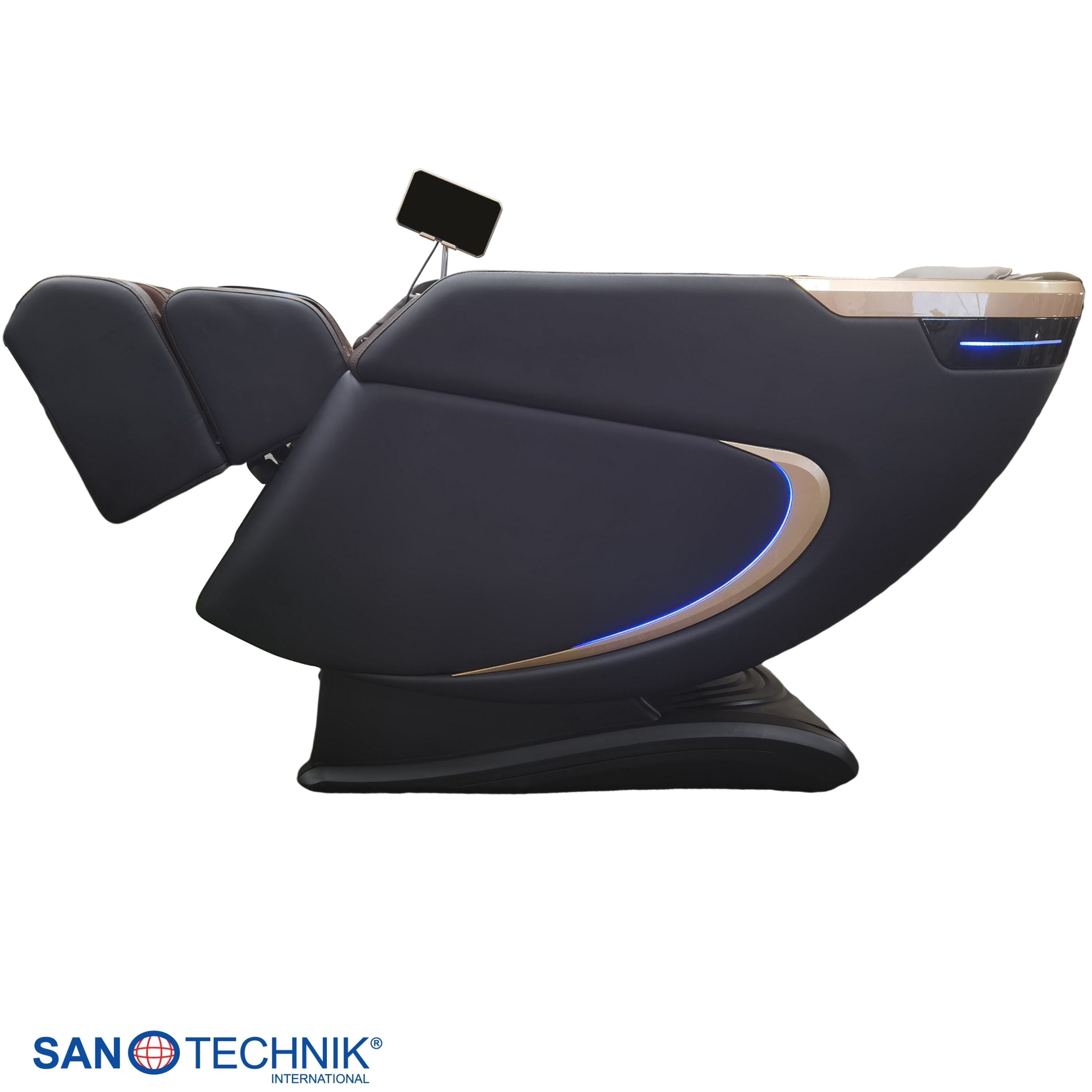 Sanotechnik - MEDORA Luxus-Massagesessel – Schwarz/Braun 75x143x114 cm