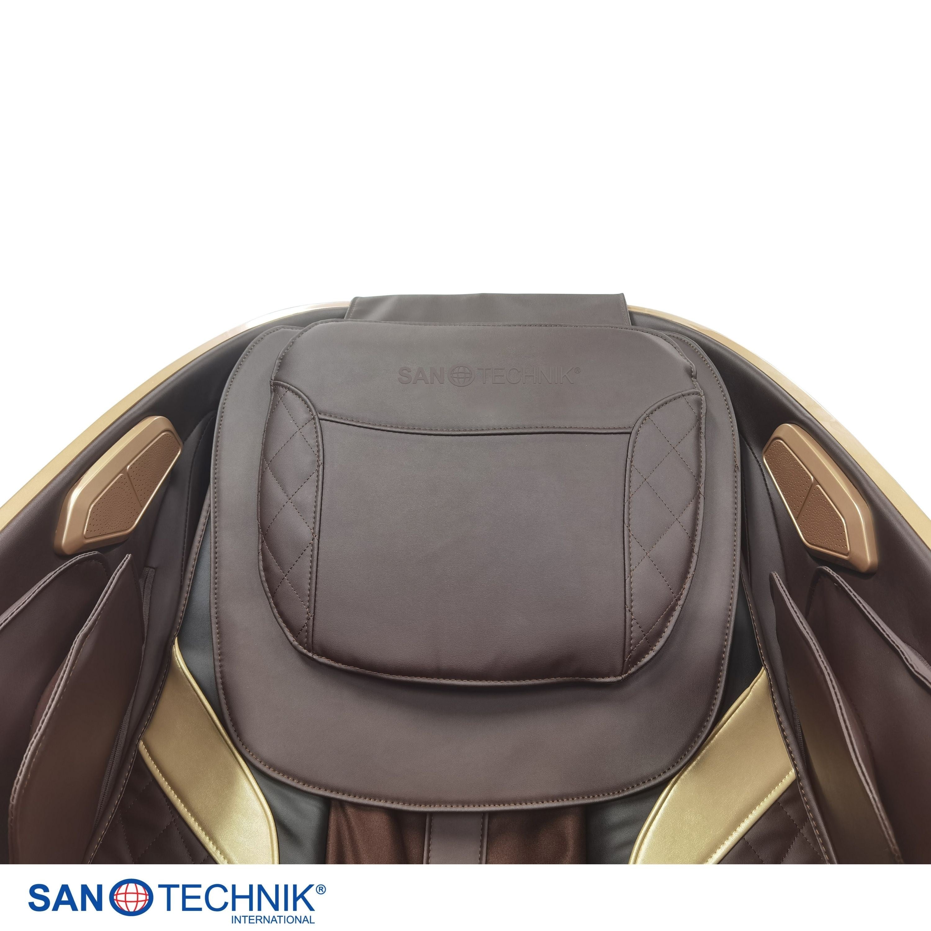 Sanotechnik - MEDORA Luxus-Massagesessel – Schwarz/Braun 75x143x114 cm