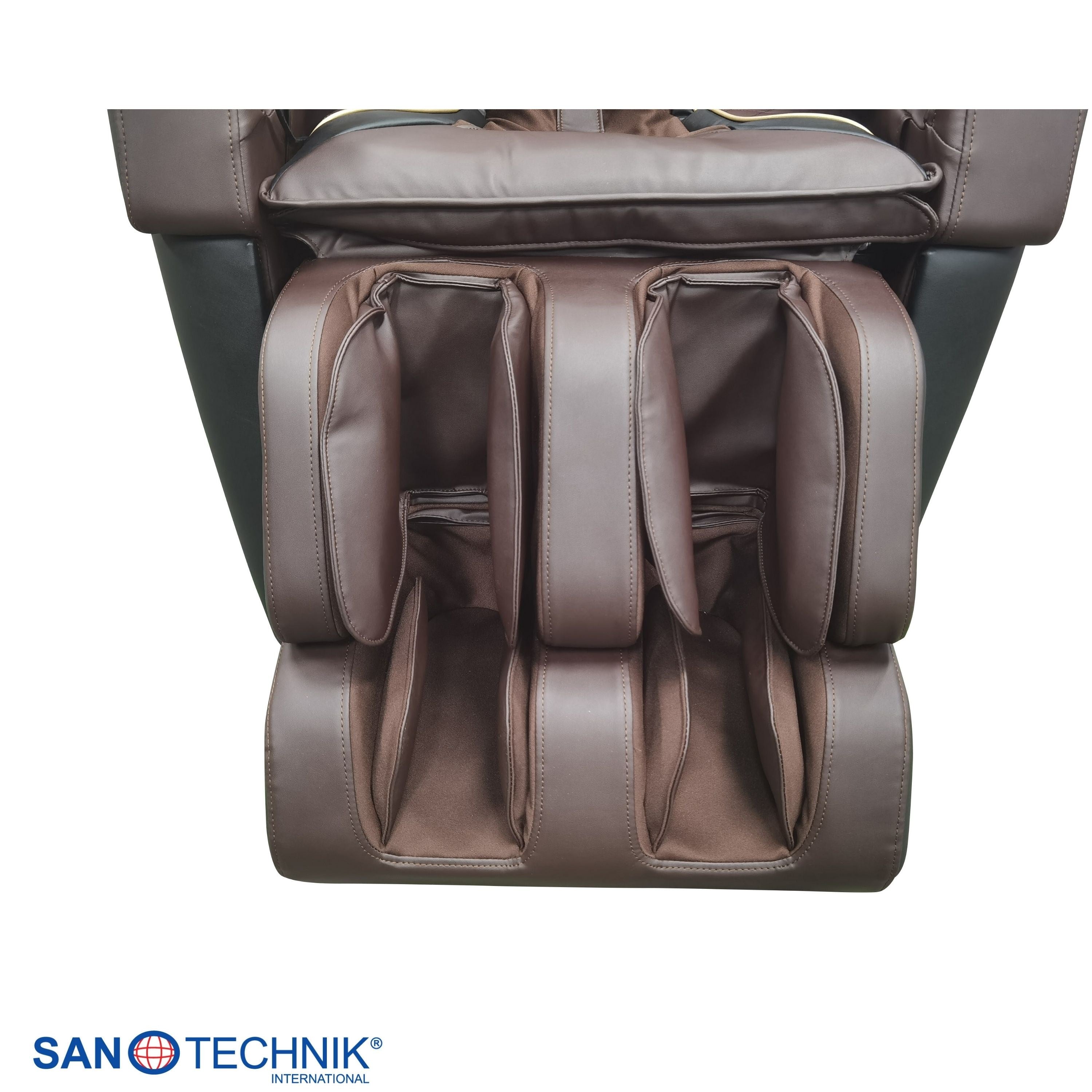 Sanotechnik - MEDORA Luxus-Massagesessel – Schwarz/Braun 75x143x114 cm