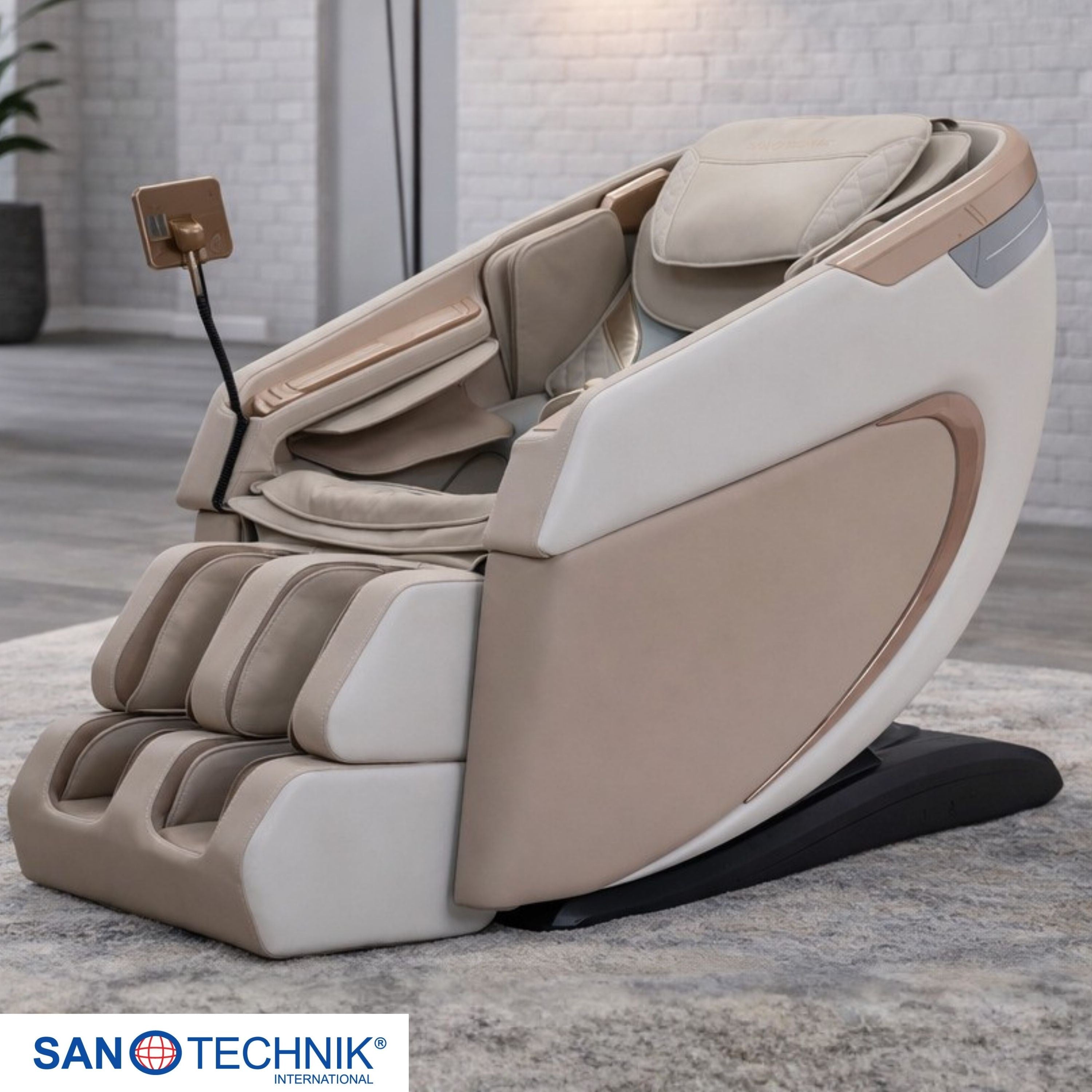 Sanotechnik - RESTORA Luxus-Massagesessel – Beige/Creme 75 x 143 x 114 cm