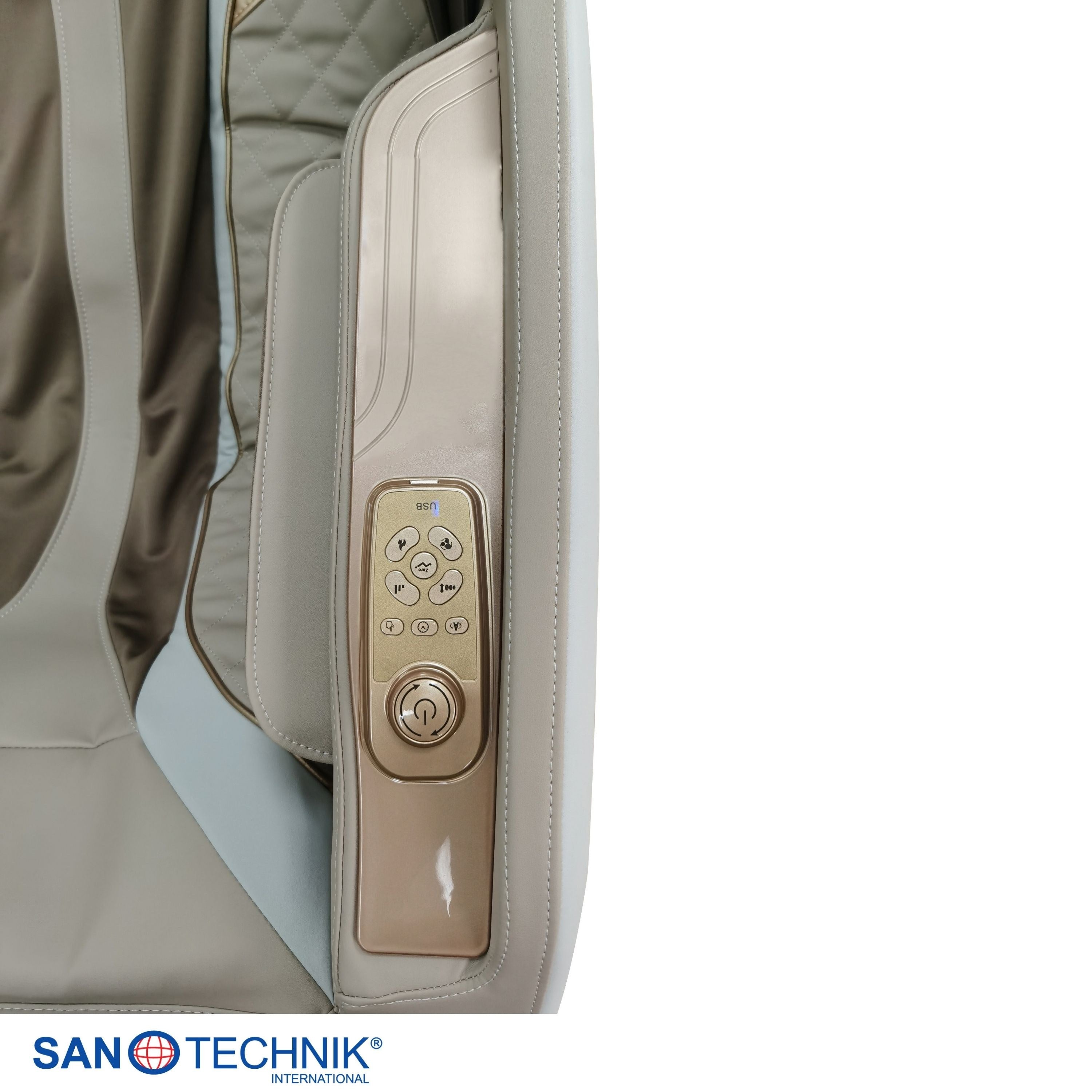 Sanotechnik - RESTORA Luxus-Massagesessel – Beige/Creme 75 x 143 x 114 cm