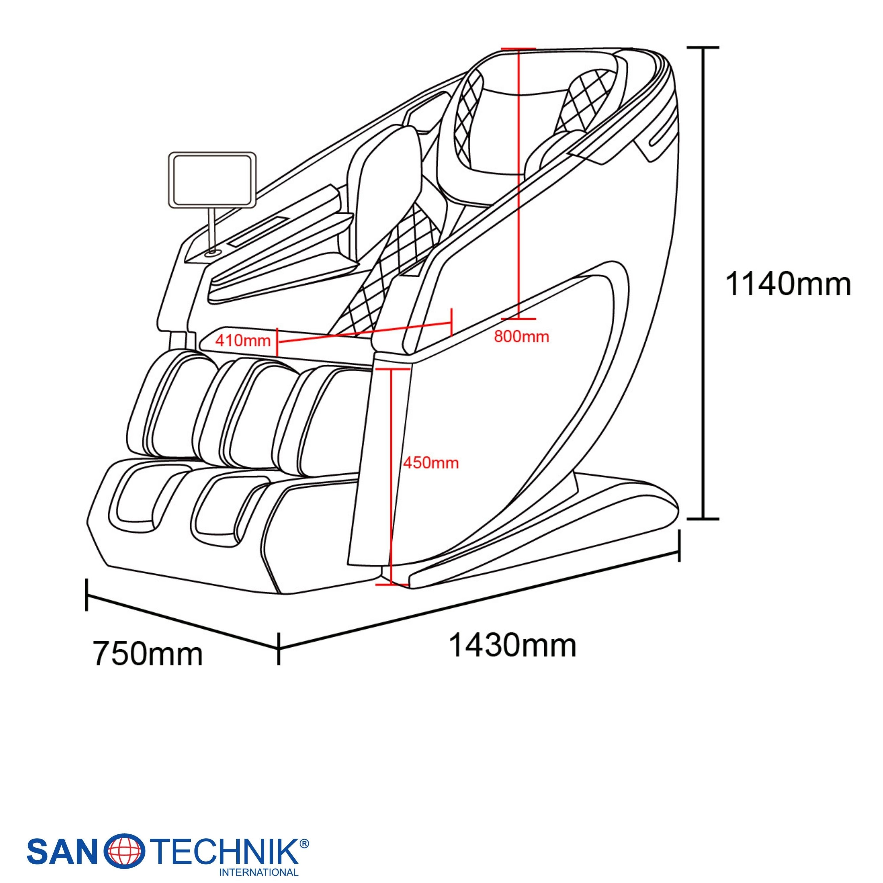 Sanotechnik - RESTORA Luxus-Massagesessel – Beige/Creme 75 x 143 x 114 cm