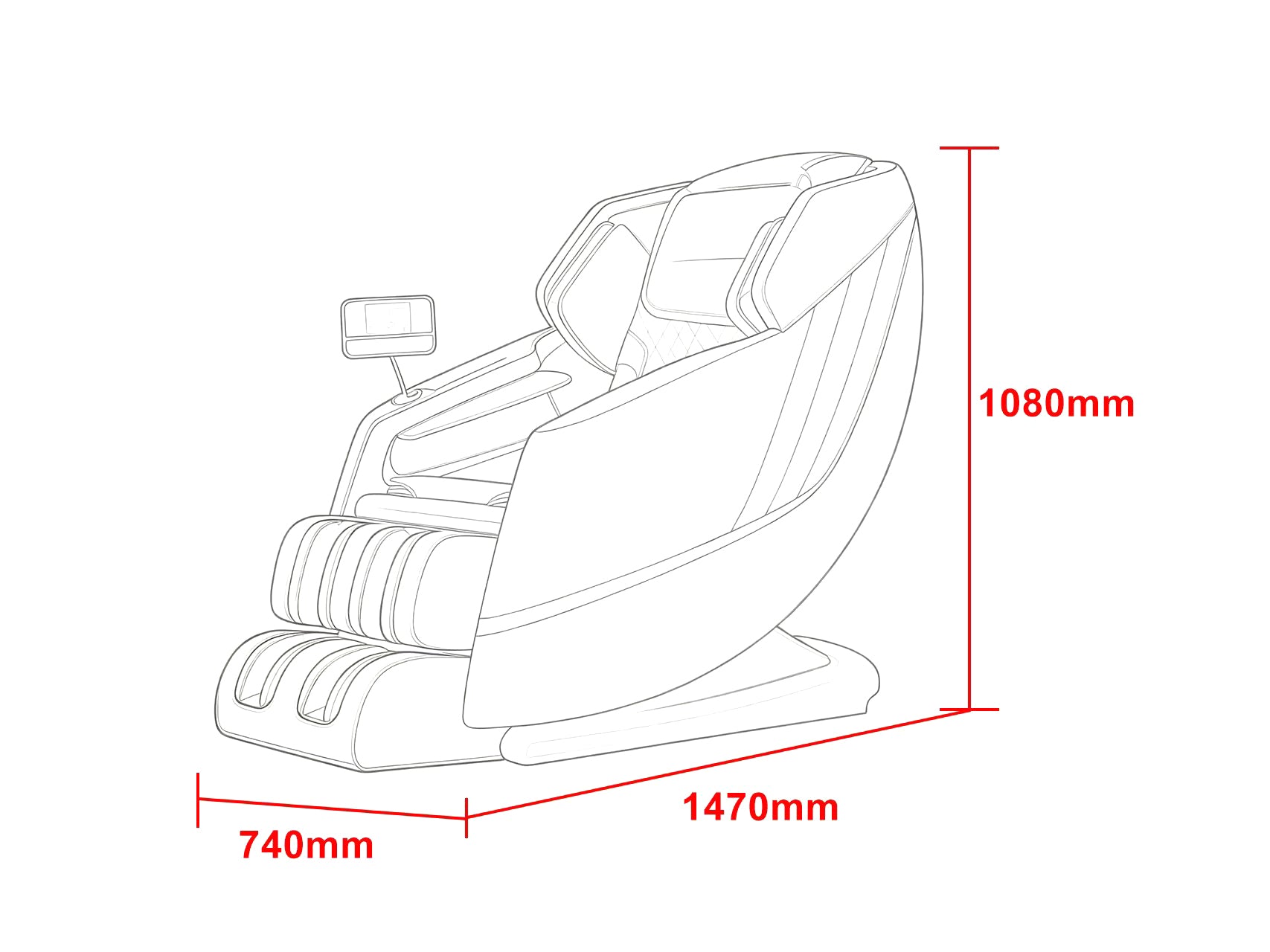 Sanotechnik - VITALORA Luxus-Massagesessel – Schwarz/Silber 74x147x108 cm
