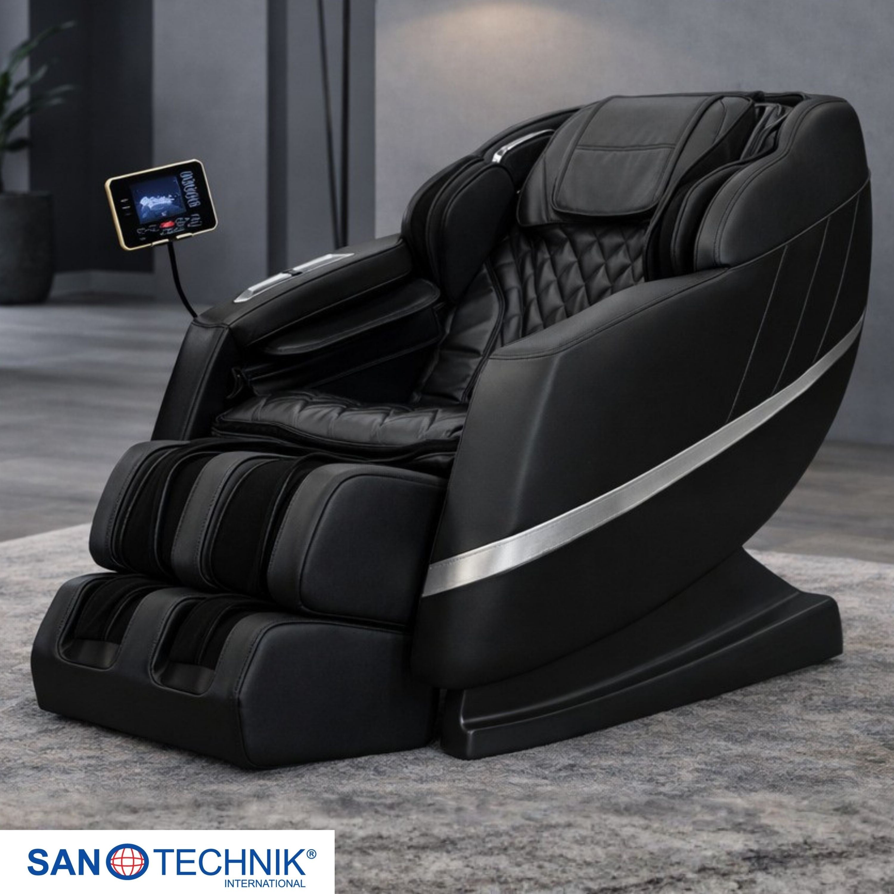 Sanotechnik - VITALORA Luxus-Massagesessel – Schwarz/Silber 74x147x108 cm